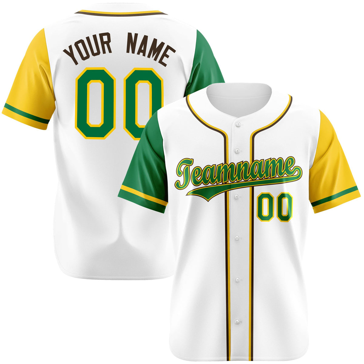 Custom White Kelly Green Yellow Authentic Baseball Jersey