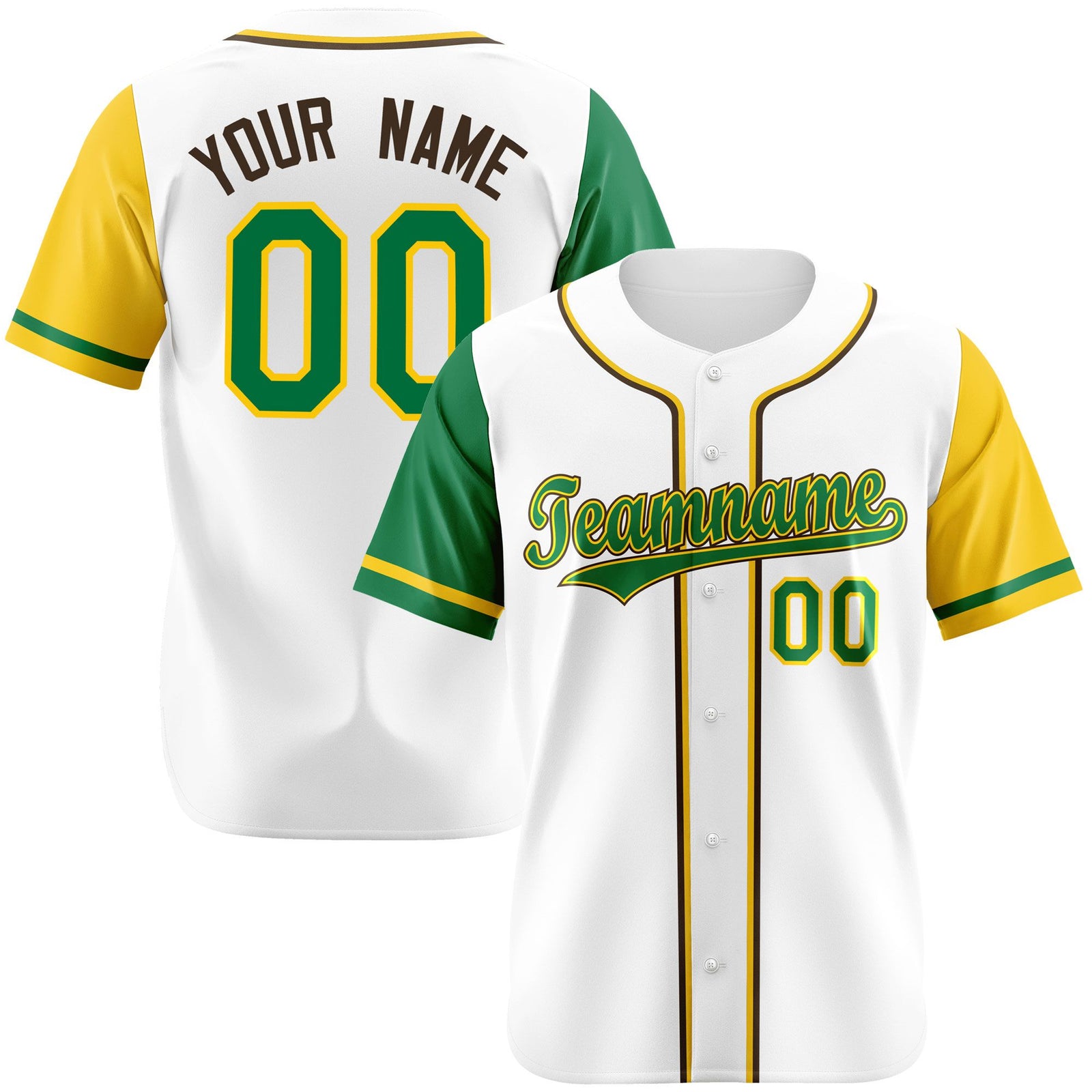 Custom White Kelly Green Yellow Authentic Baseball Jersey