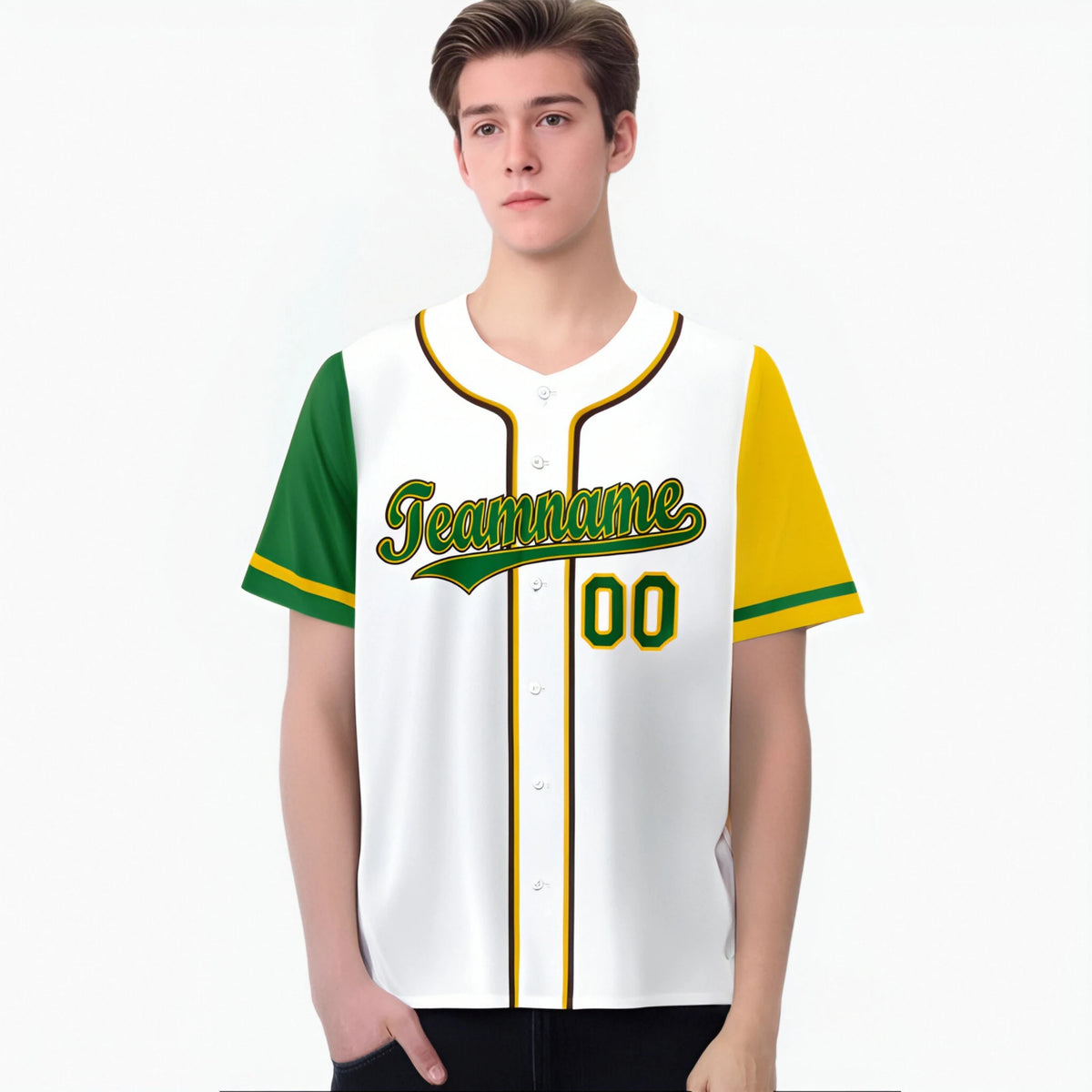 Custom White Kelly Green Yellow Authentic Baseball Jersey