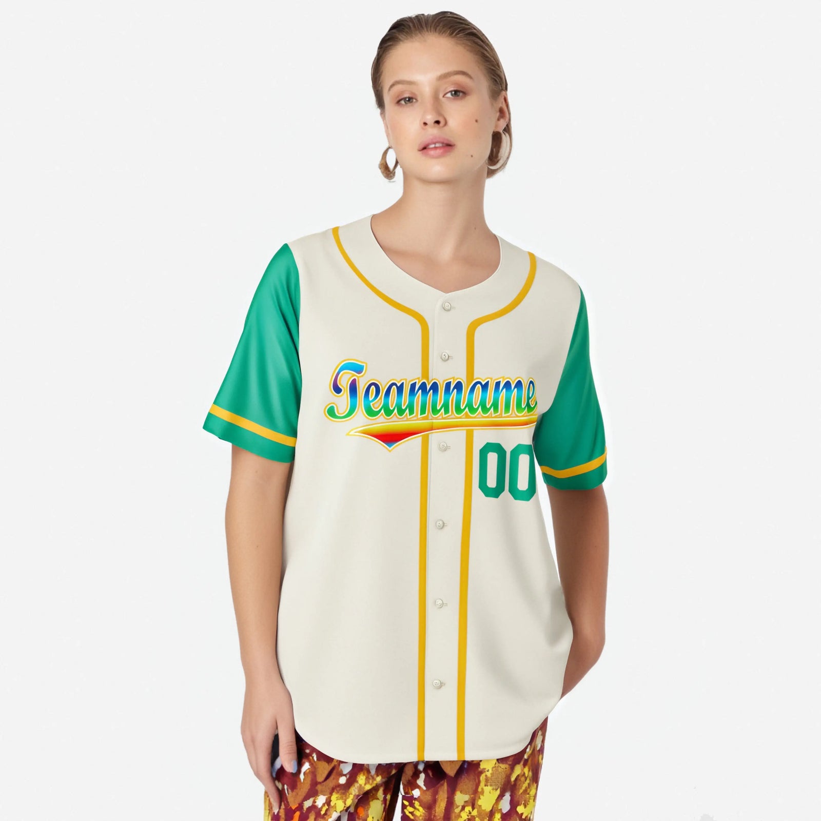 Custom Cream Teal Gold Authentic Baseball Jersey