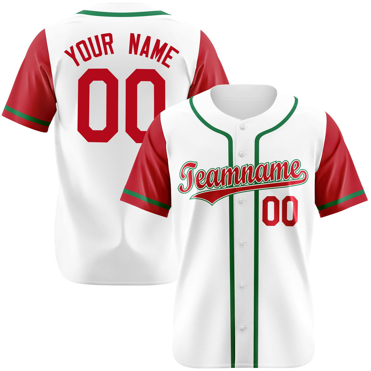 Custom White Red Kelly Green Authentic Baseball Jersey