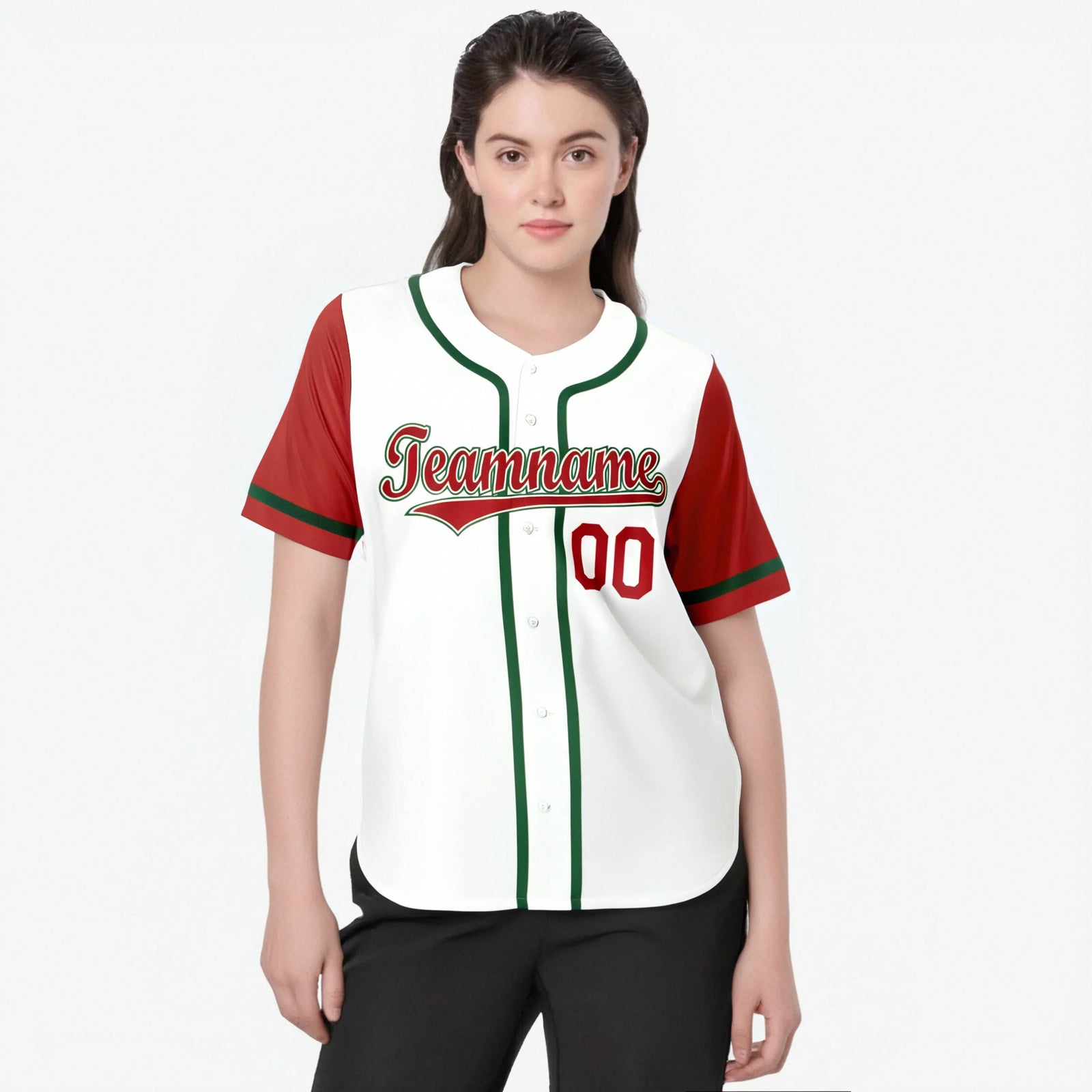 Custom White Red Kelly Green Authentic Baseball Jersey