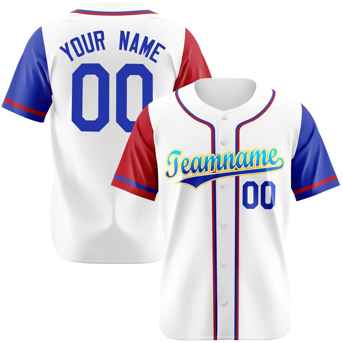 Custom White Red Royal Blue Authentic Baseball Jersey