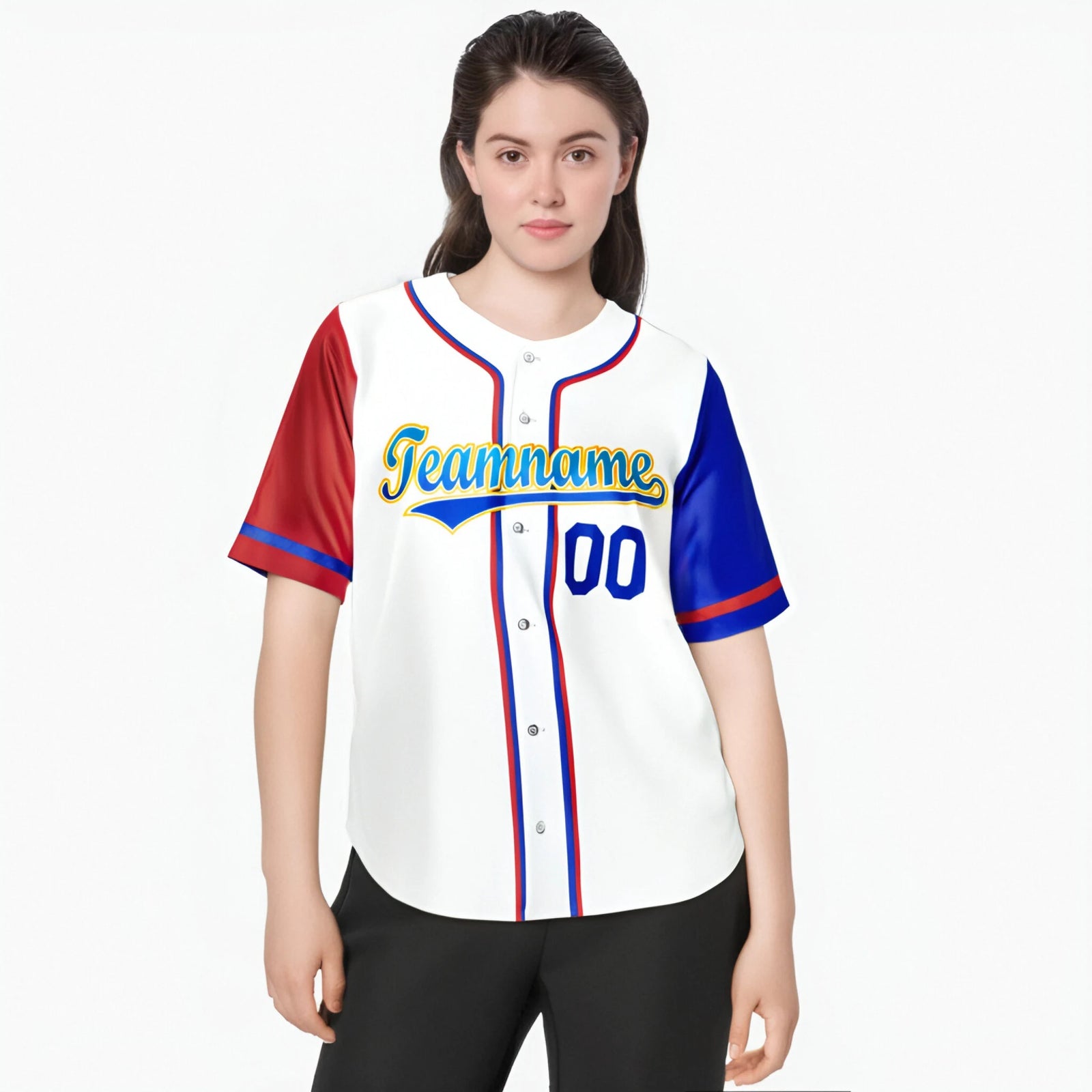 Custom White Red Royal Blue Authentic Baseball Jersey