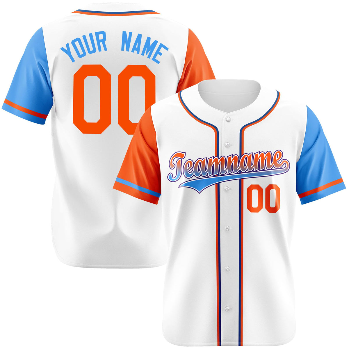 Custom White Orange Powder Blue Authentic Baseball Jersey