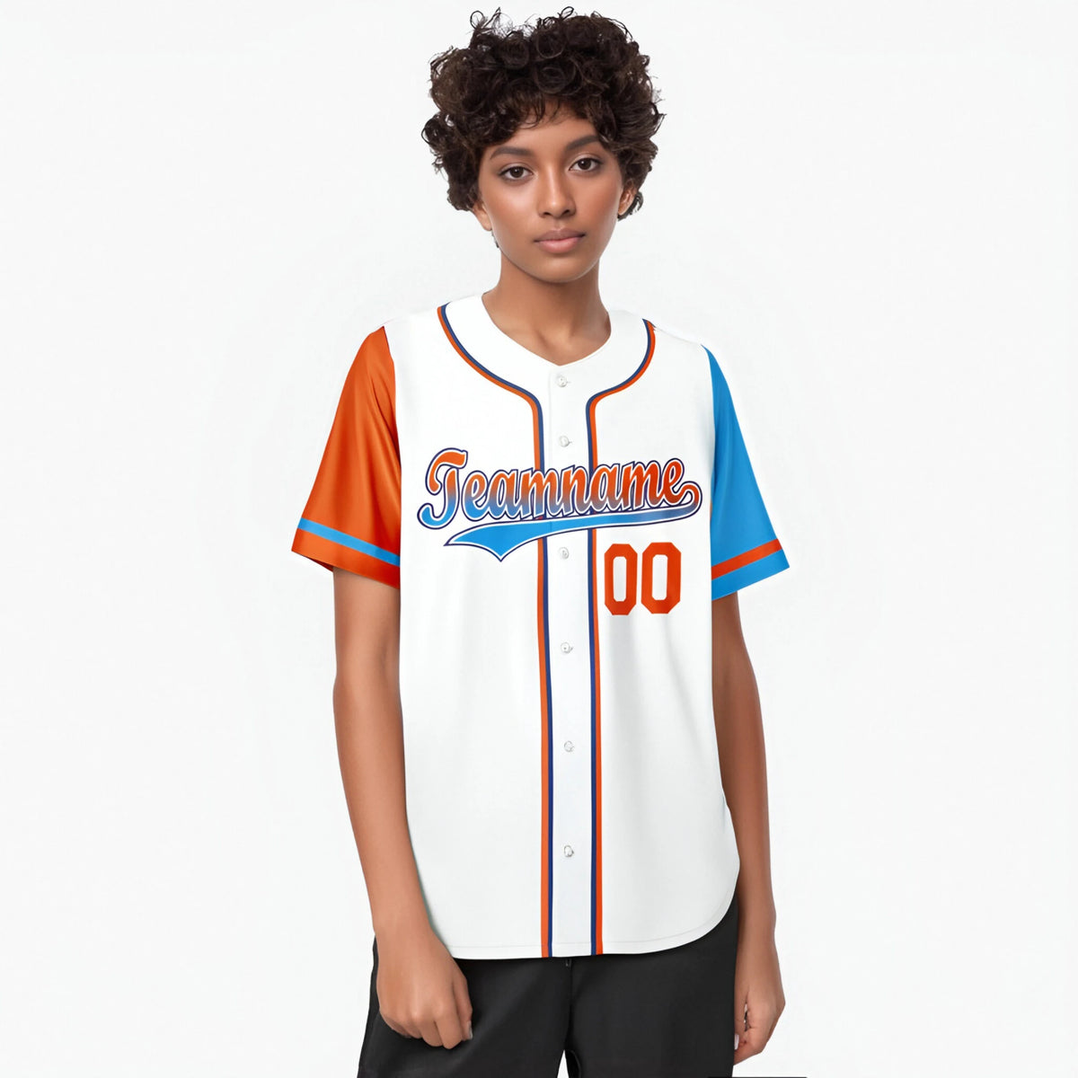 Custom White Orange Powder Blue Authentic Baseball Jersey