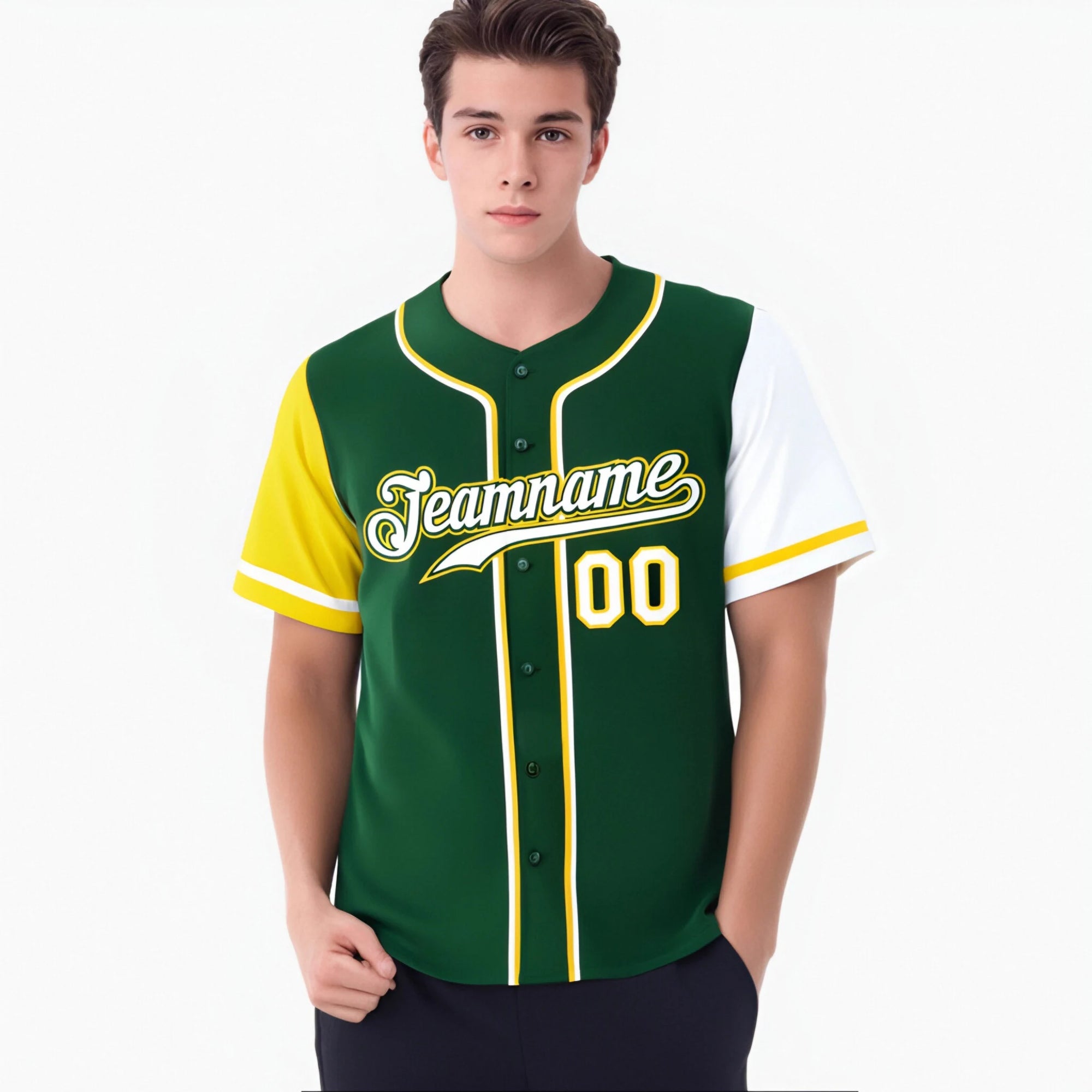 Custom Green Gold White Authentic Baseball Jersey