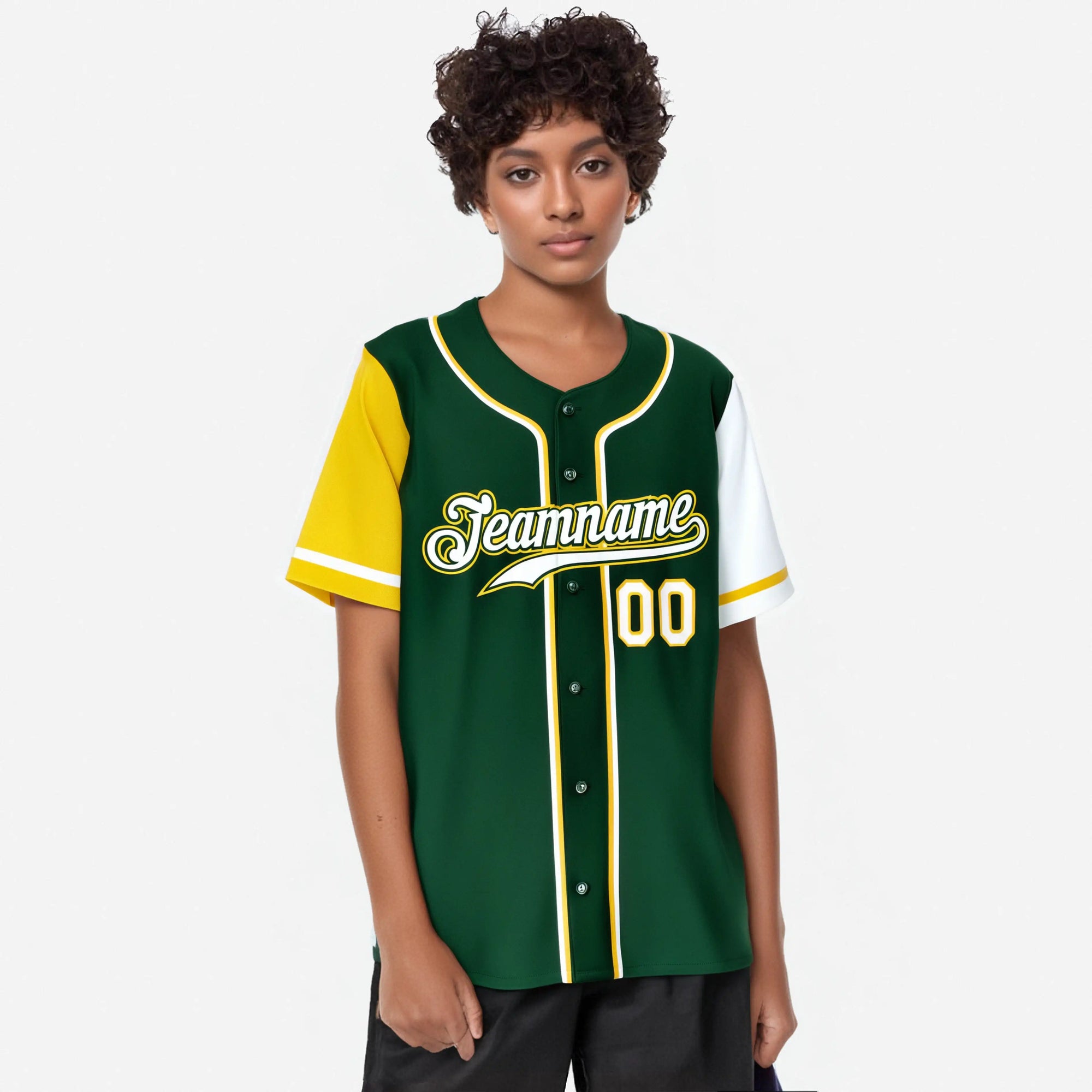 Custom Green Gold White Authentic Baseball Jersey