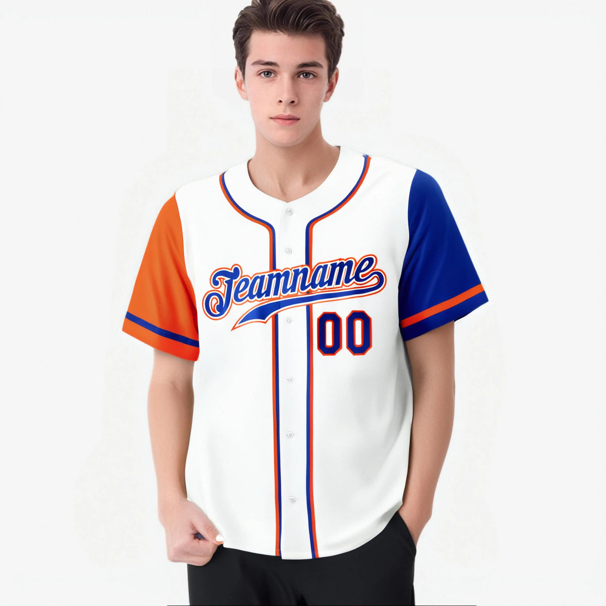 Custom White Orange Royal Blue Authentic Baseball Jersey