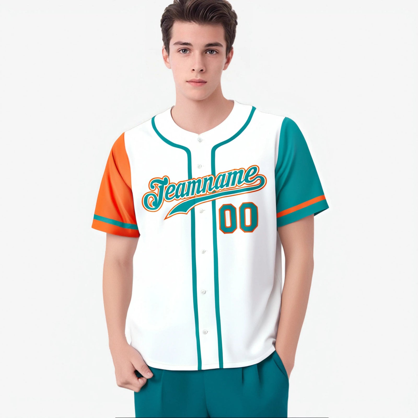 Custom White Orange Aqua Authentic Baseball Jersey