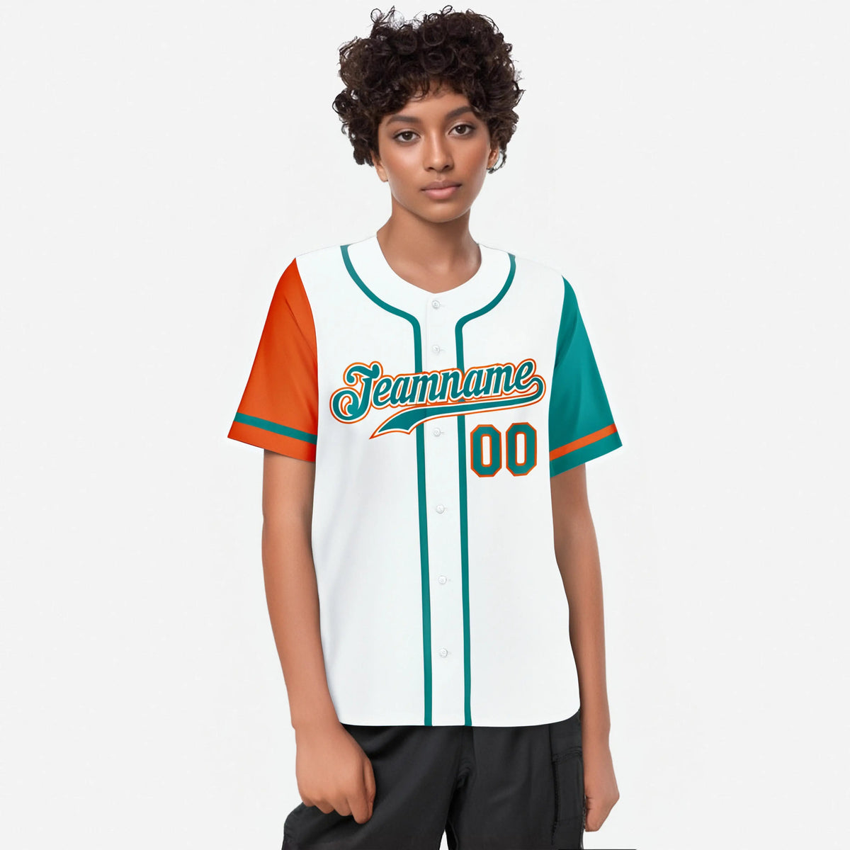 Custom White Orange Aqua Authentic Baseball Jersey
