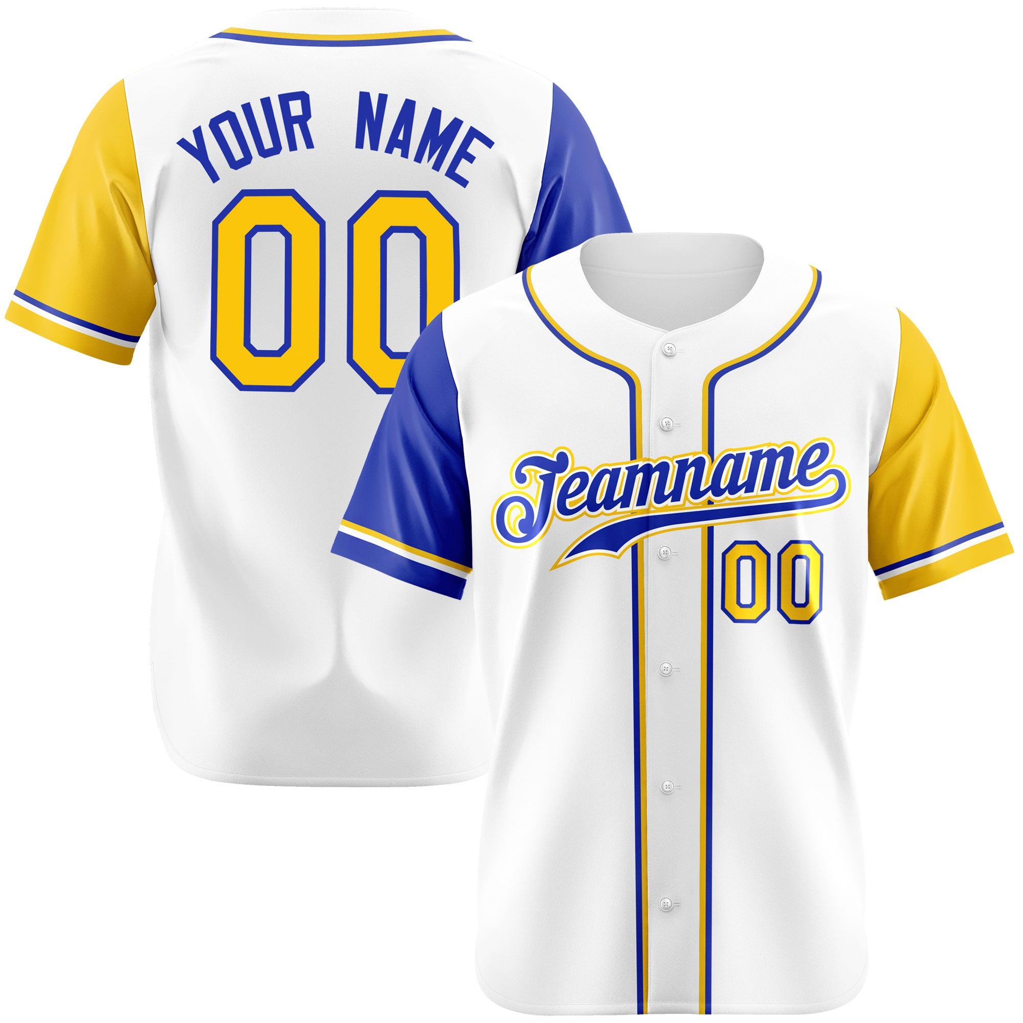 Custom White Gold Royal Blue Authentic Baseball Jersey