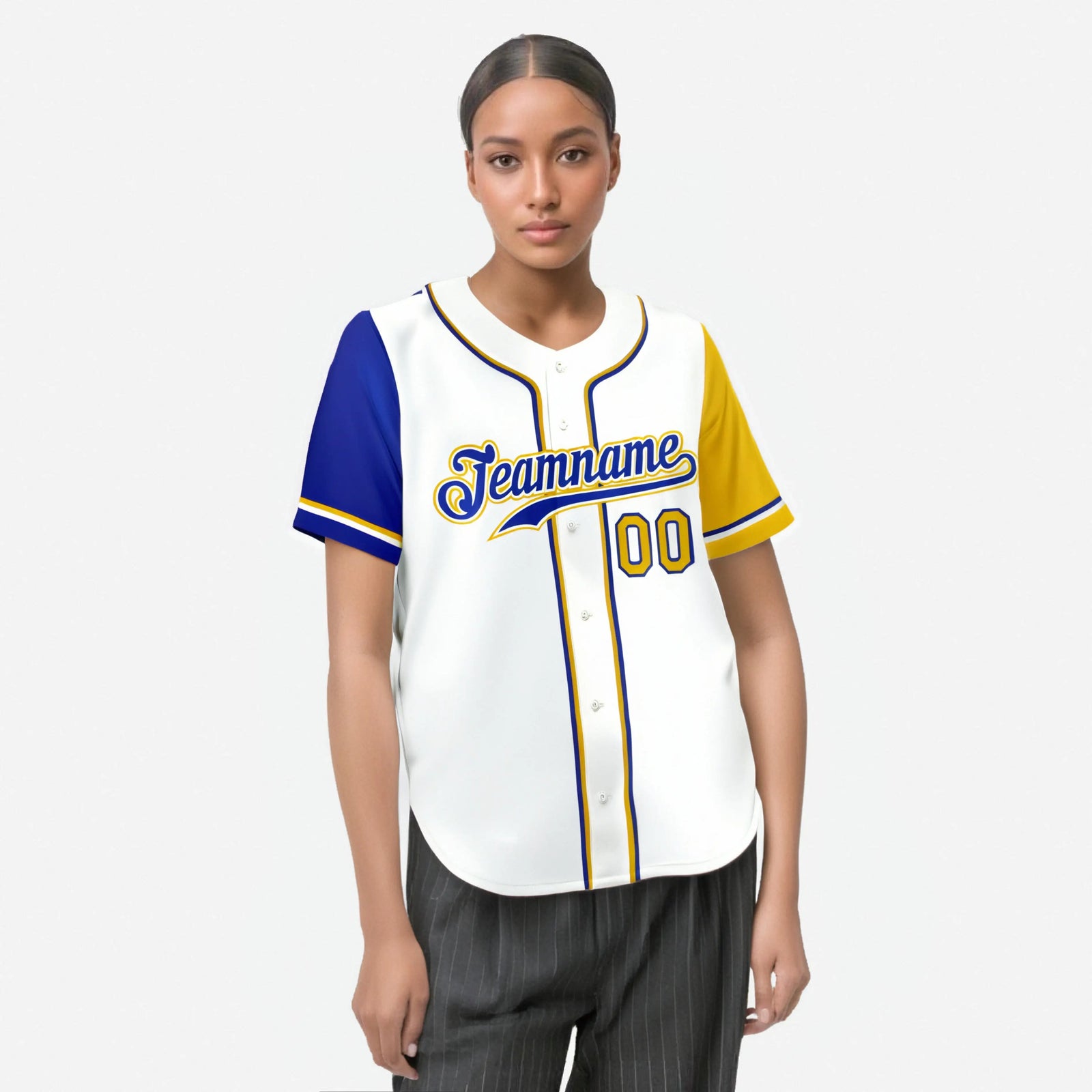 Custom White Gold Royal Blue Authentic Baseball Jersey