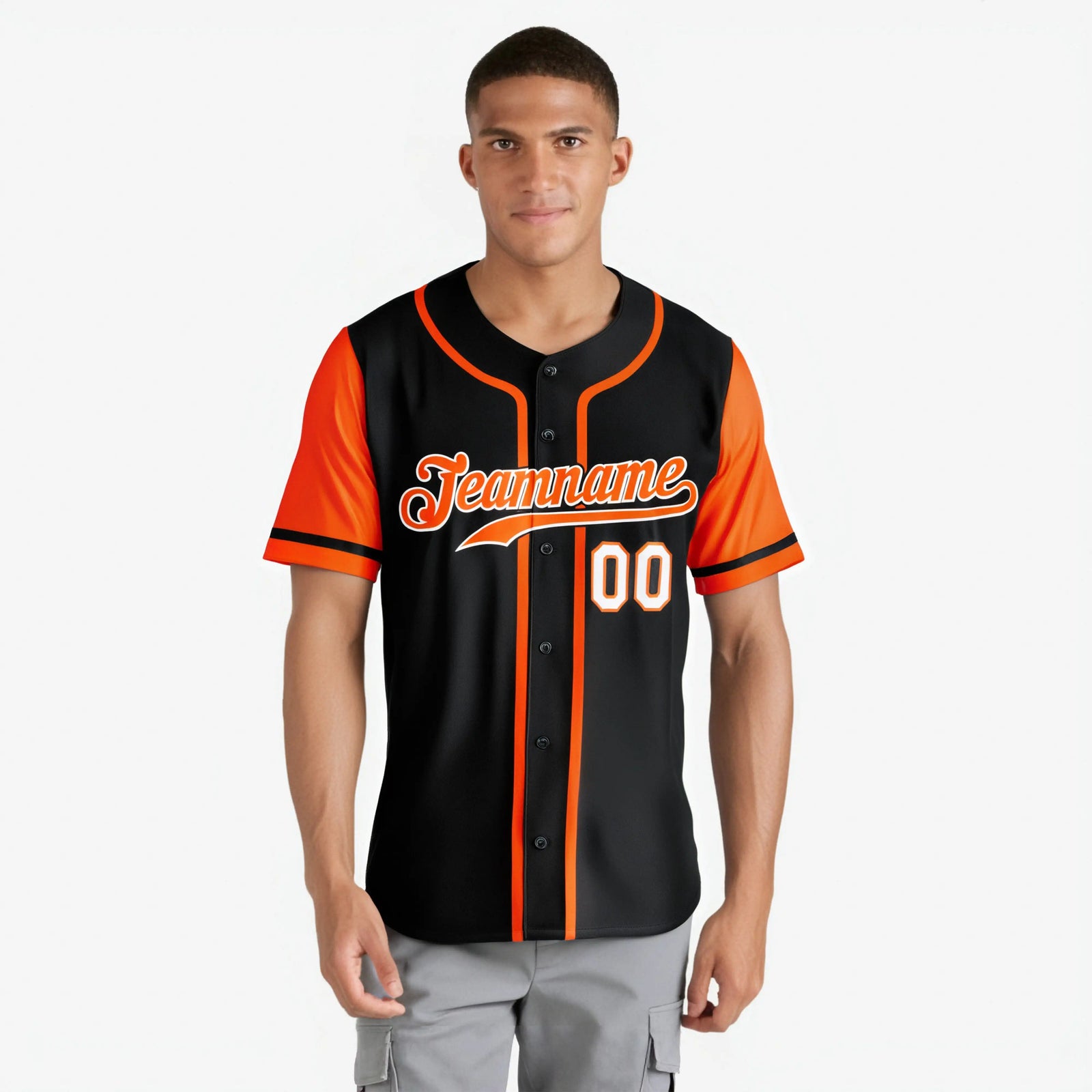 Custom Black Orange Authentic Baseball Jersey