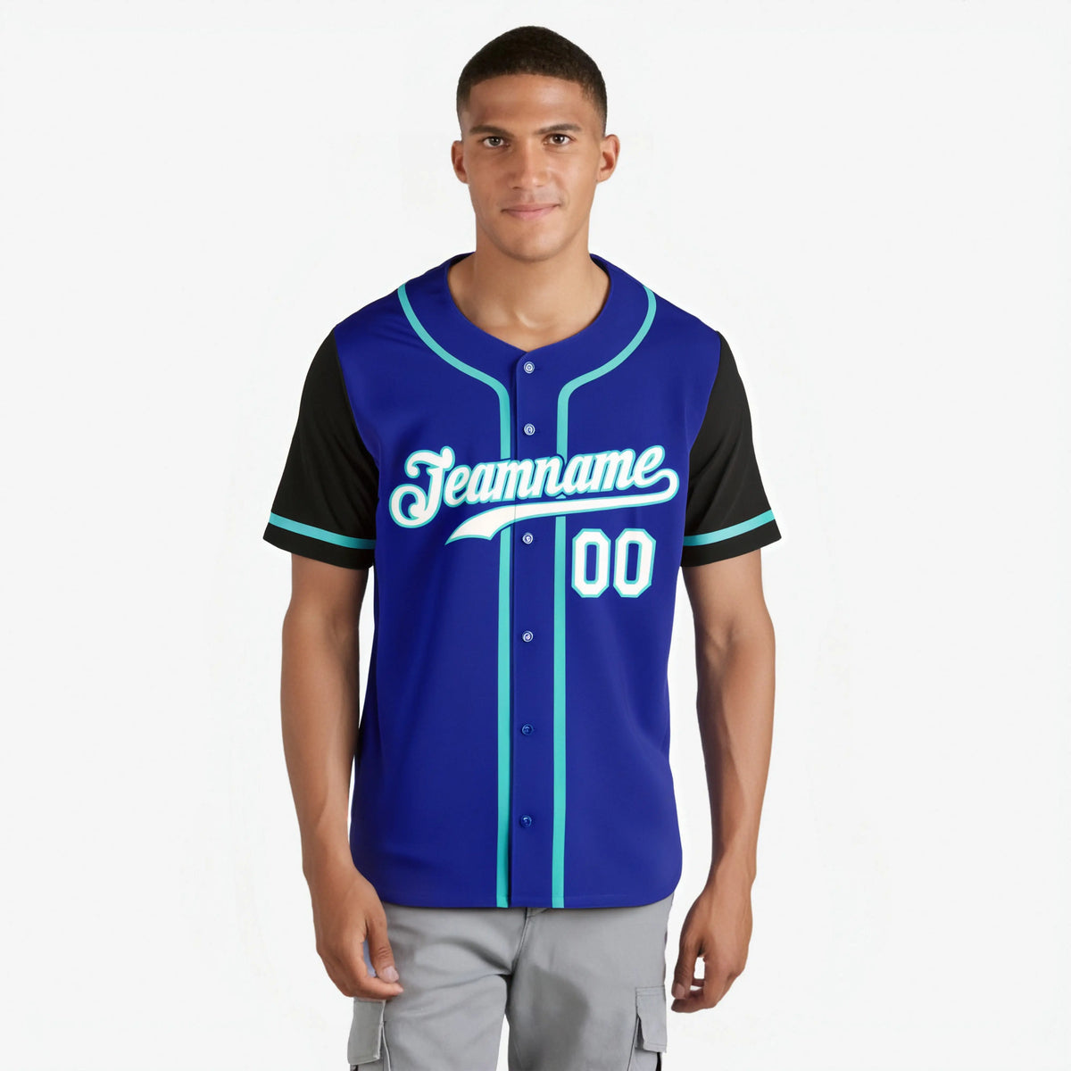 Custom Royal Blue Black Authentic Baseball Jersey