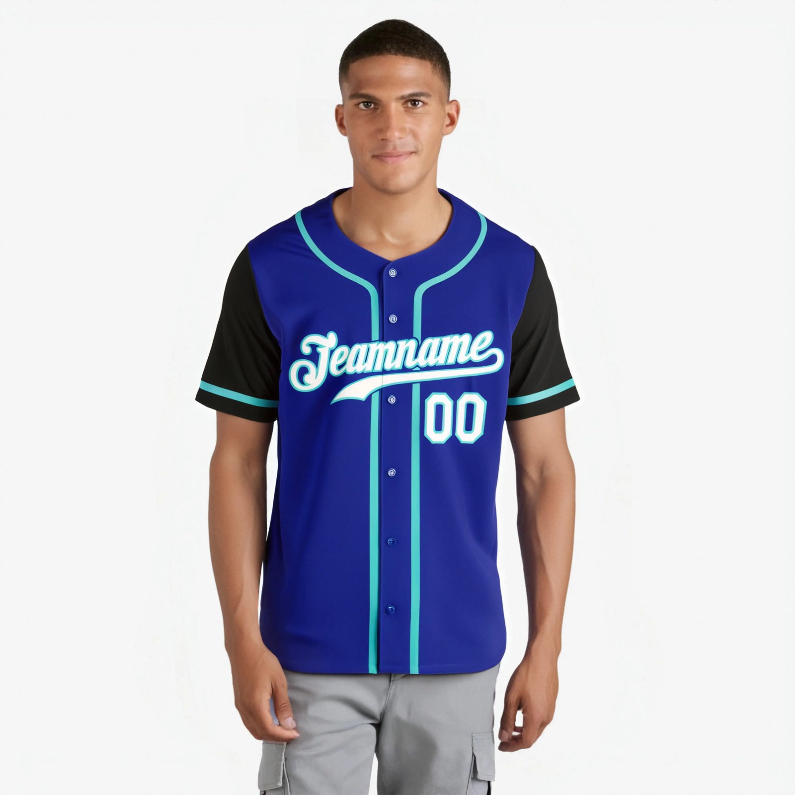 Custom Royal Blue Black Authentic Baseball Jersey