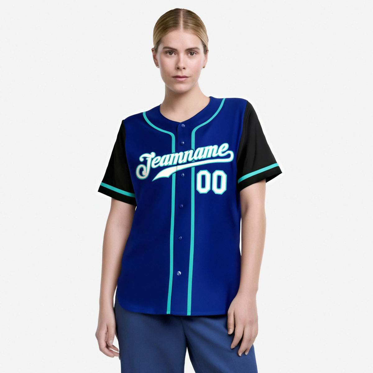 Custom Royal Blue Black Authentic Baseball Jersey