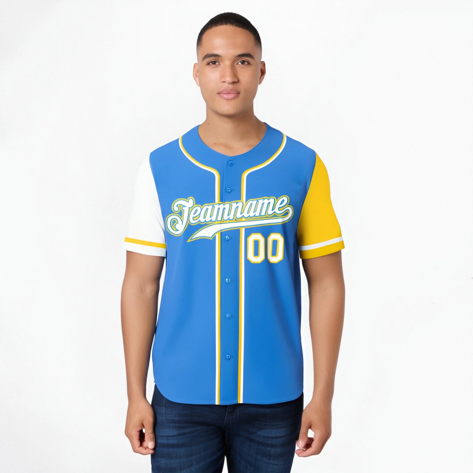 Custom Powder Blue White Gold Authentic Baseball Jersey