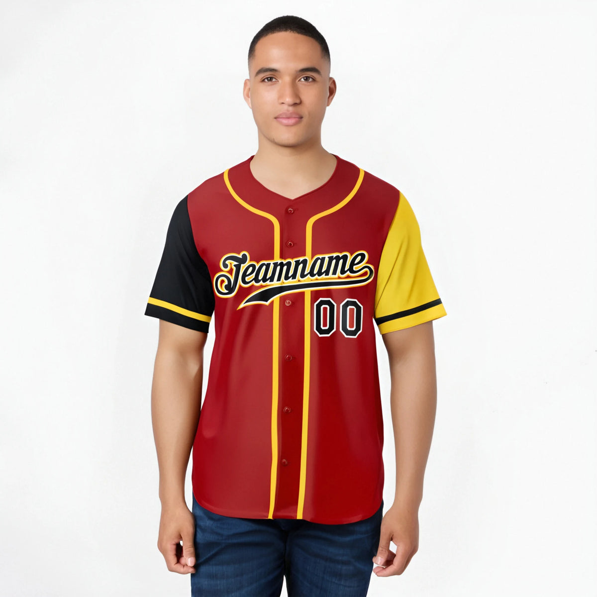 Custom Red Gold Black Yellow Authentic Baseball Jersey