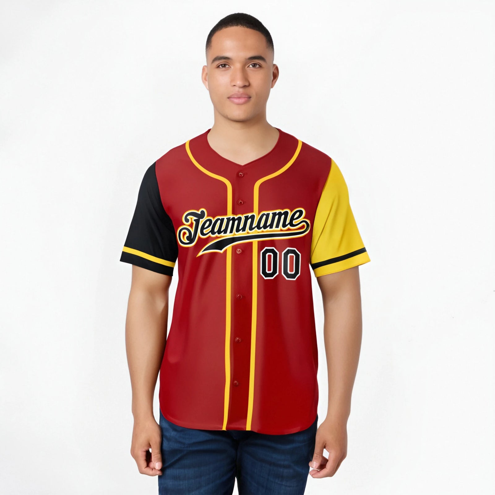 Custom Red Gold Black Yellow Authentic Baseball Jersey