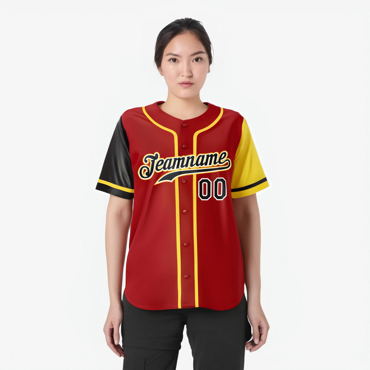 Custom Red Gold Black Yellow Authentic Baseball Jersey