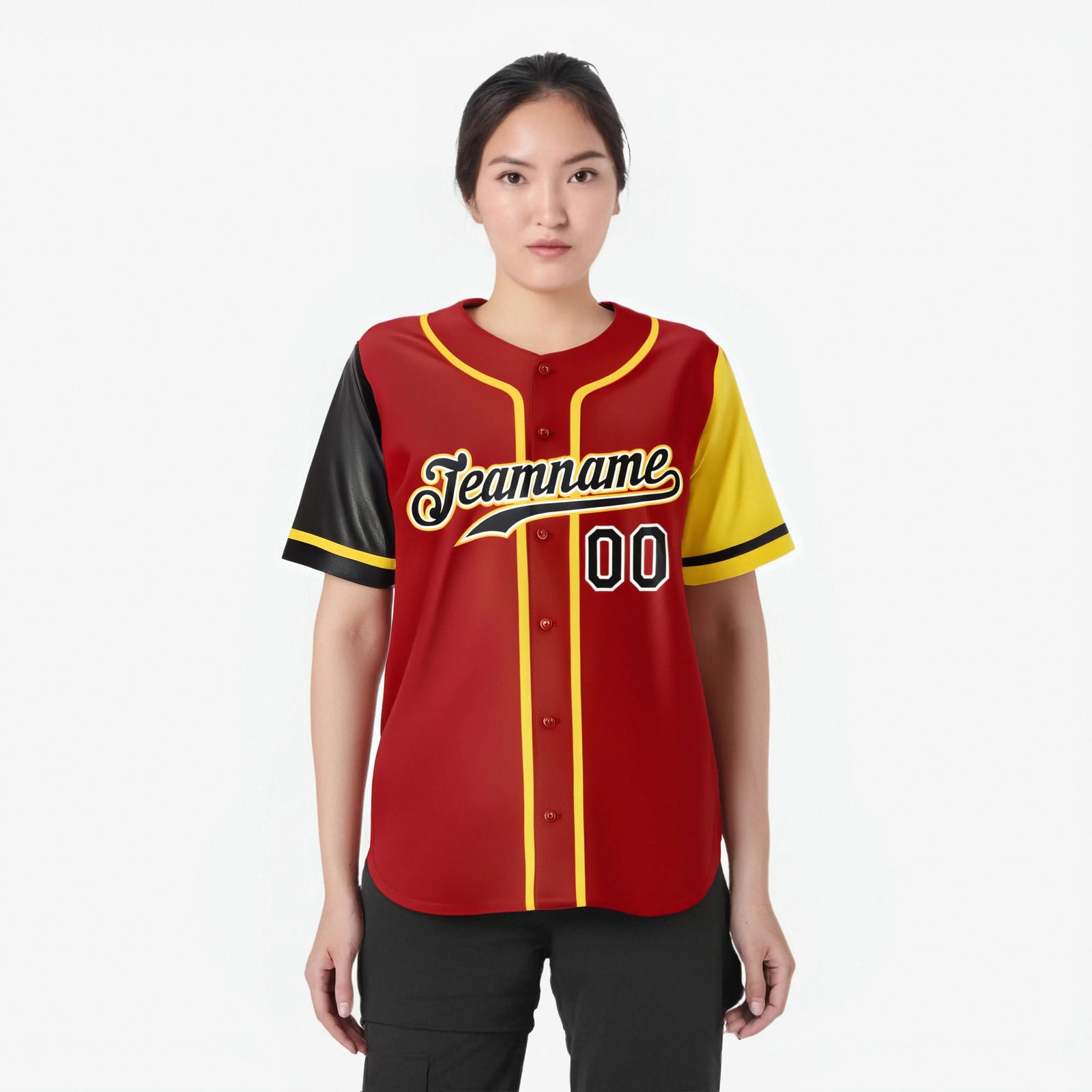 Custom Red Gold Black Yellow Authentic Baseball Jersey