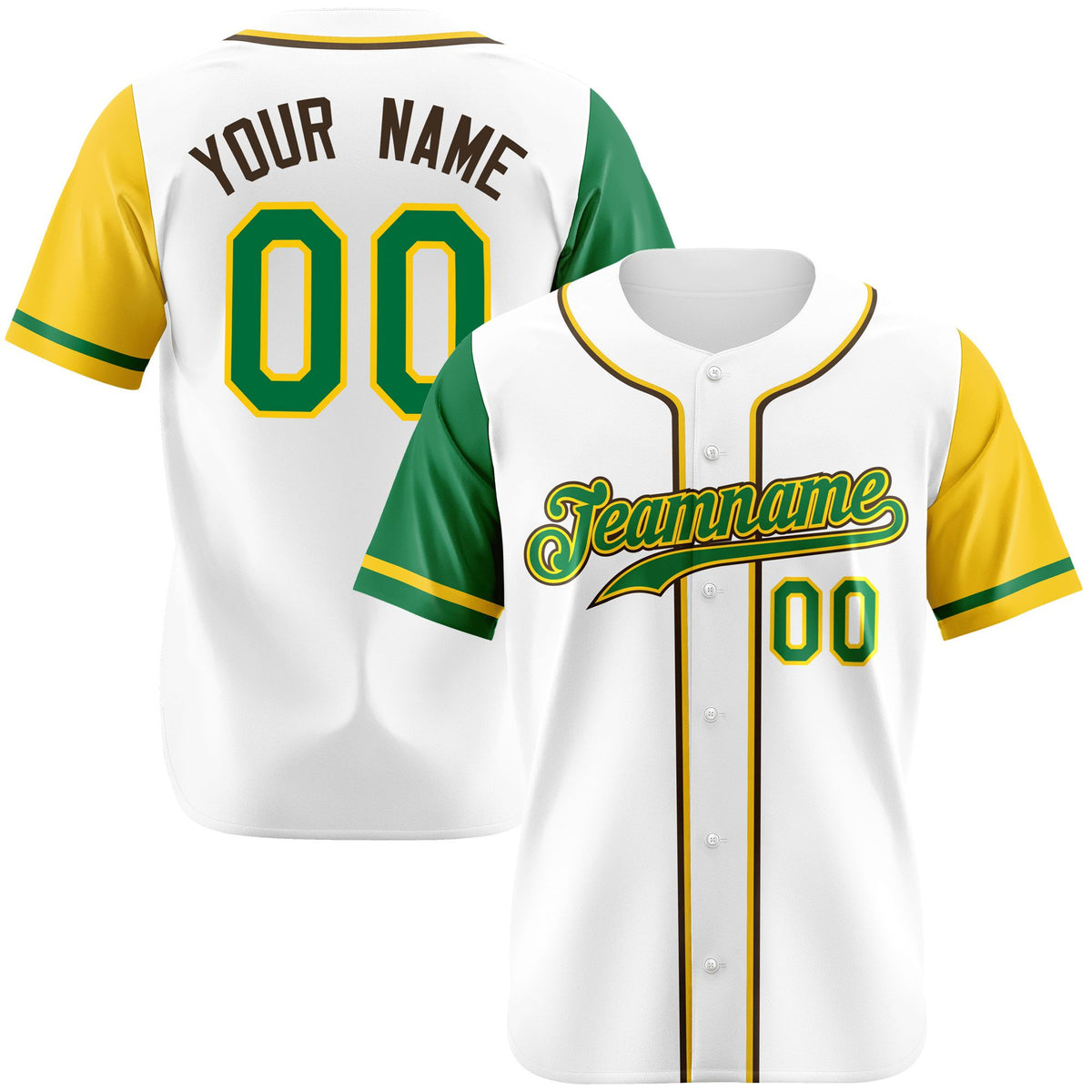 Custom White Kelly Green Yellow Authentic Baseball Jersey