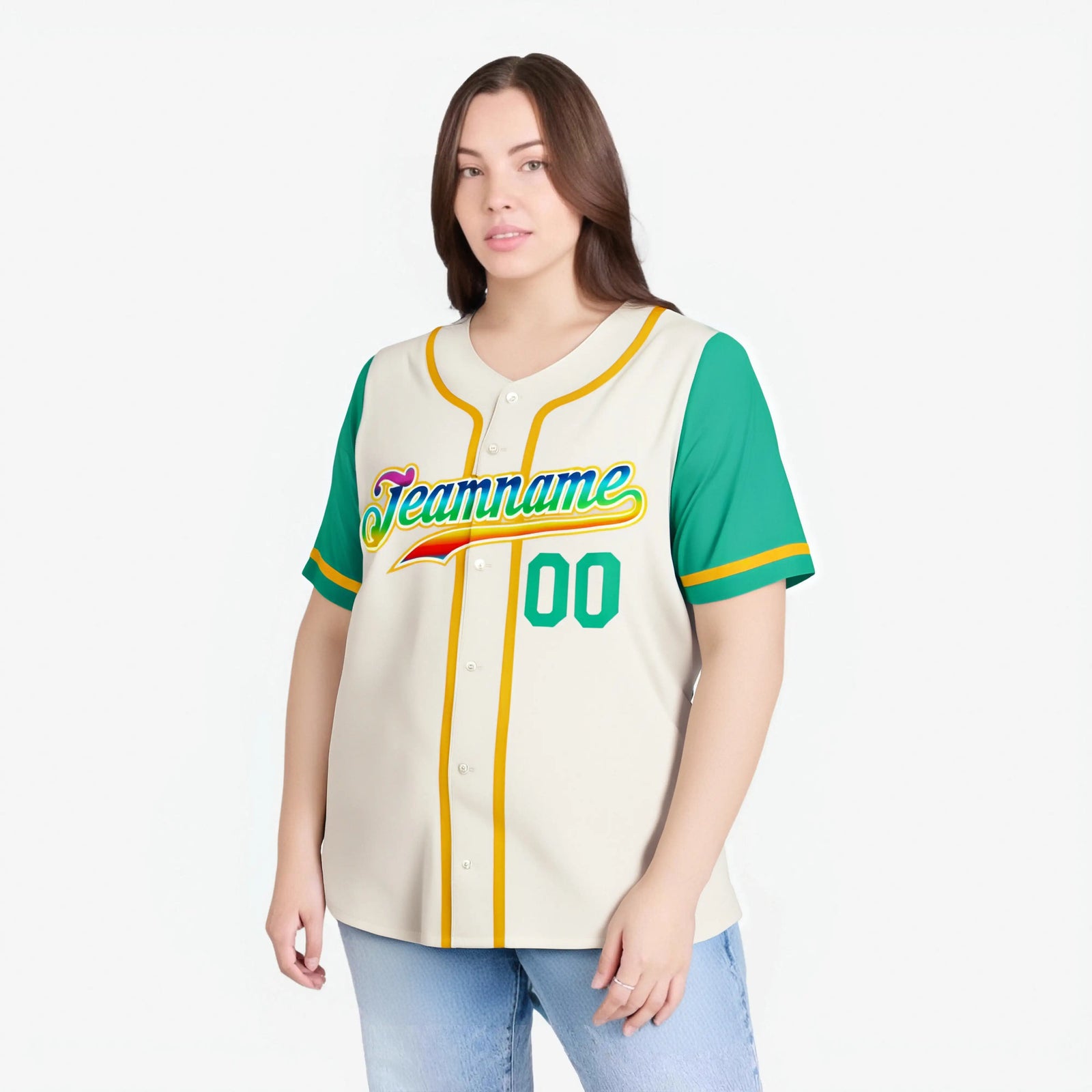 Custom Cream Teal Gold Authentic Baseball Jersey