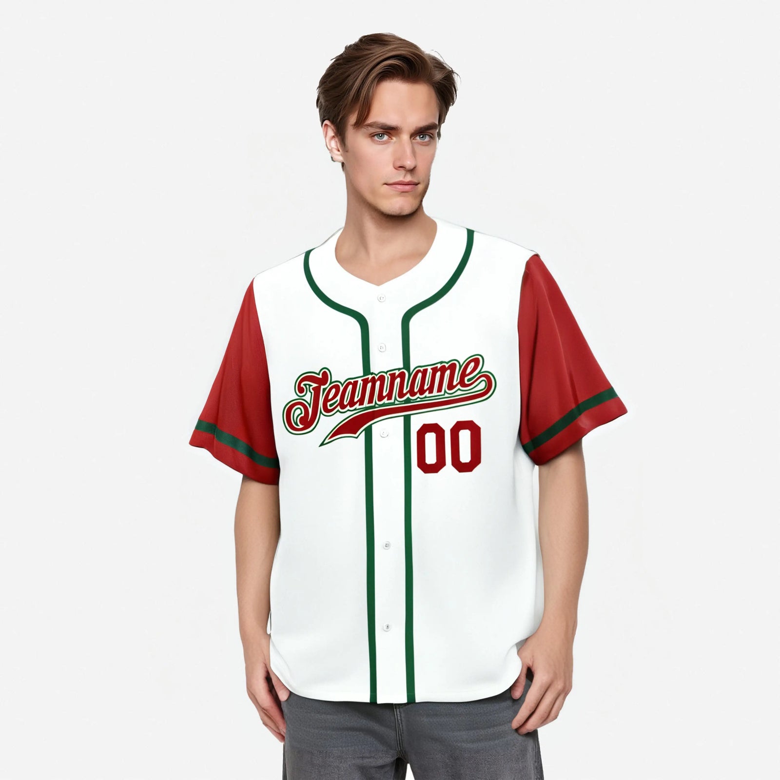 Custom White Red Kelly Green Authentic Baseball Jersey