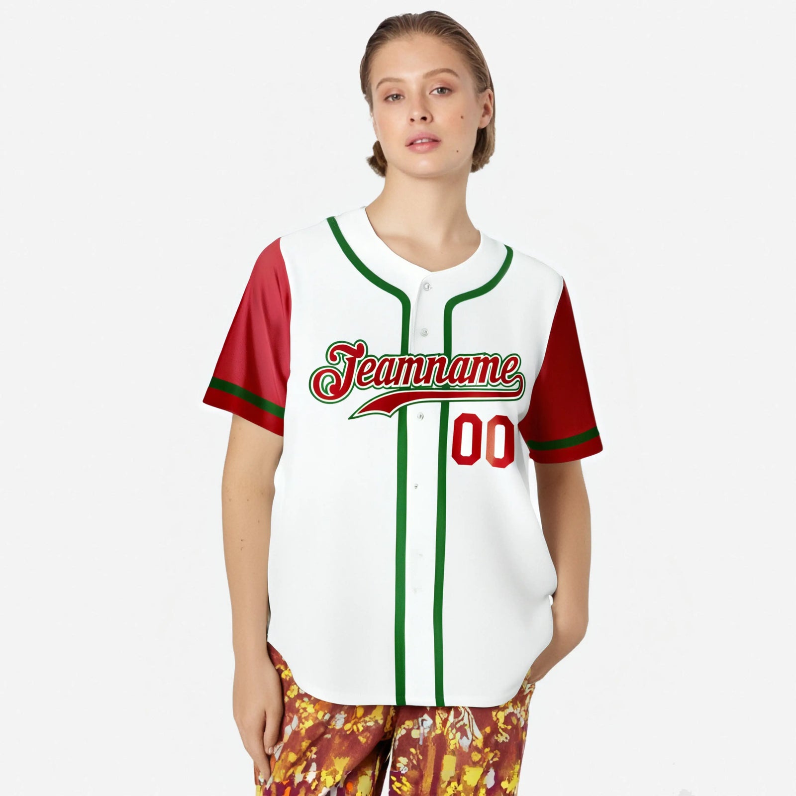 Custom White Red Kelly Green Authentic Baseball Jersey