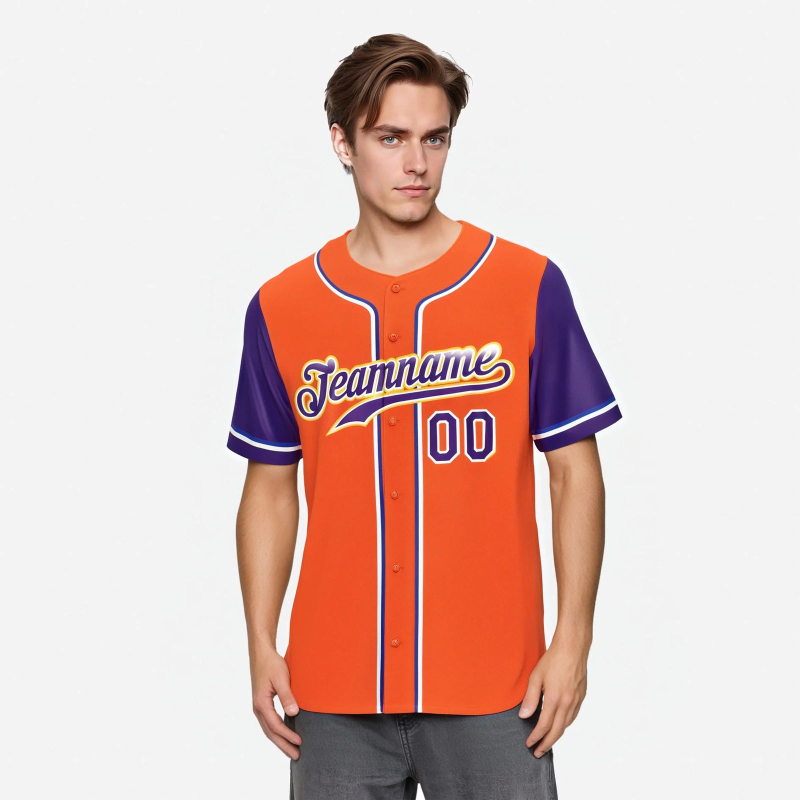 Custom Orange Purple Authentic Baseball Jersey