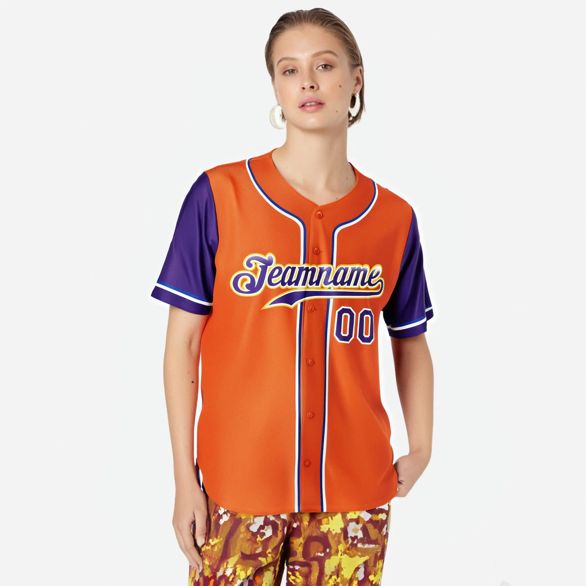 Custom Orange Purple Authentic Baseball Jersey