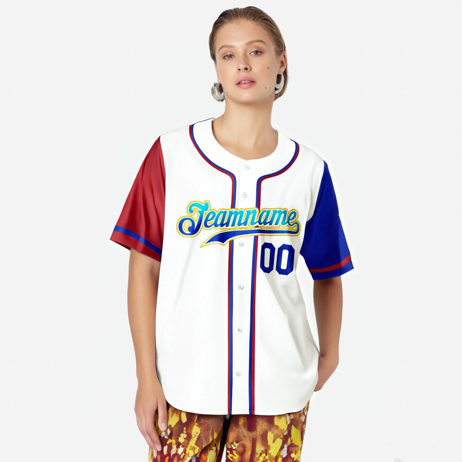 Custom White Red Royal Blue Authentic Baseball Jersey