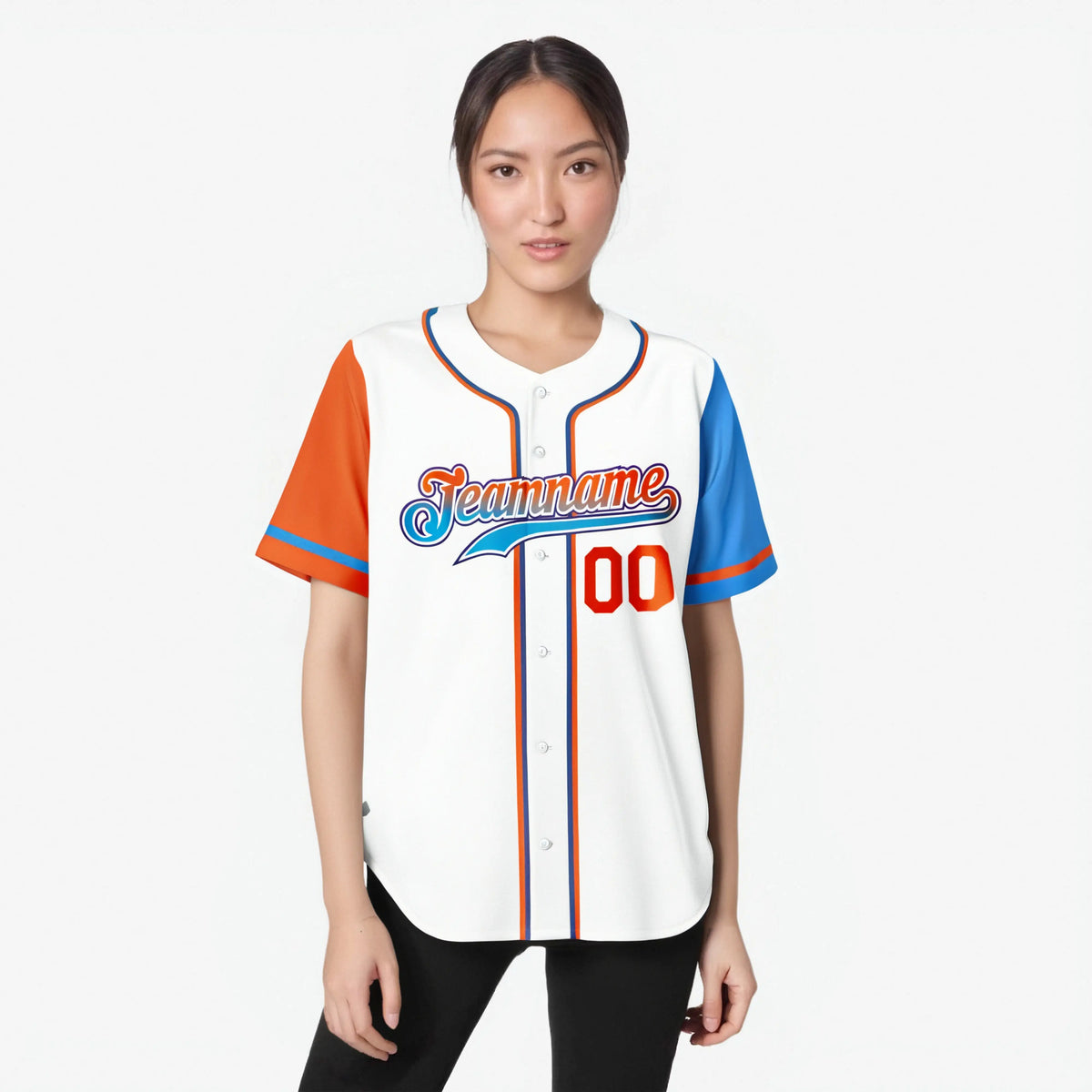 Custom White Orange Powder Blue Authentic Baseball Jersey