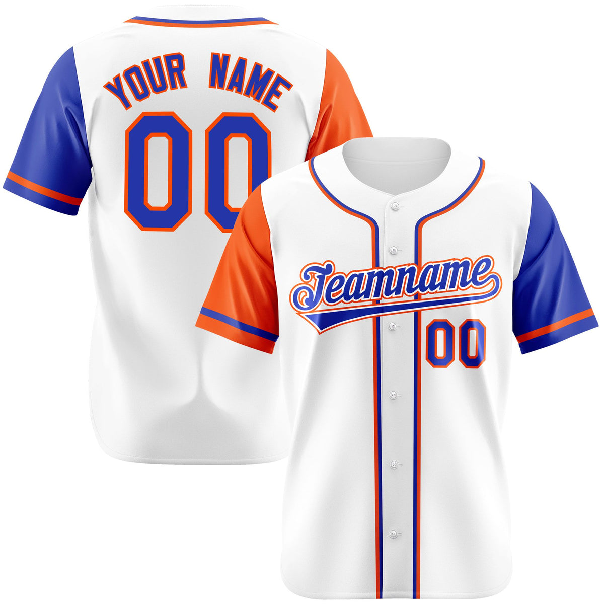 Custom White Orange Royal Blue Authentic Baseball Jersey