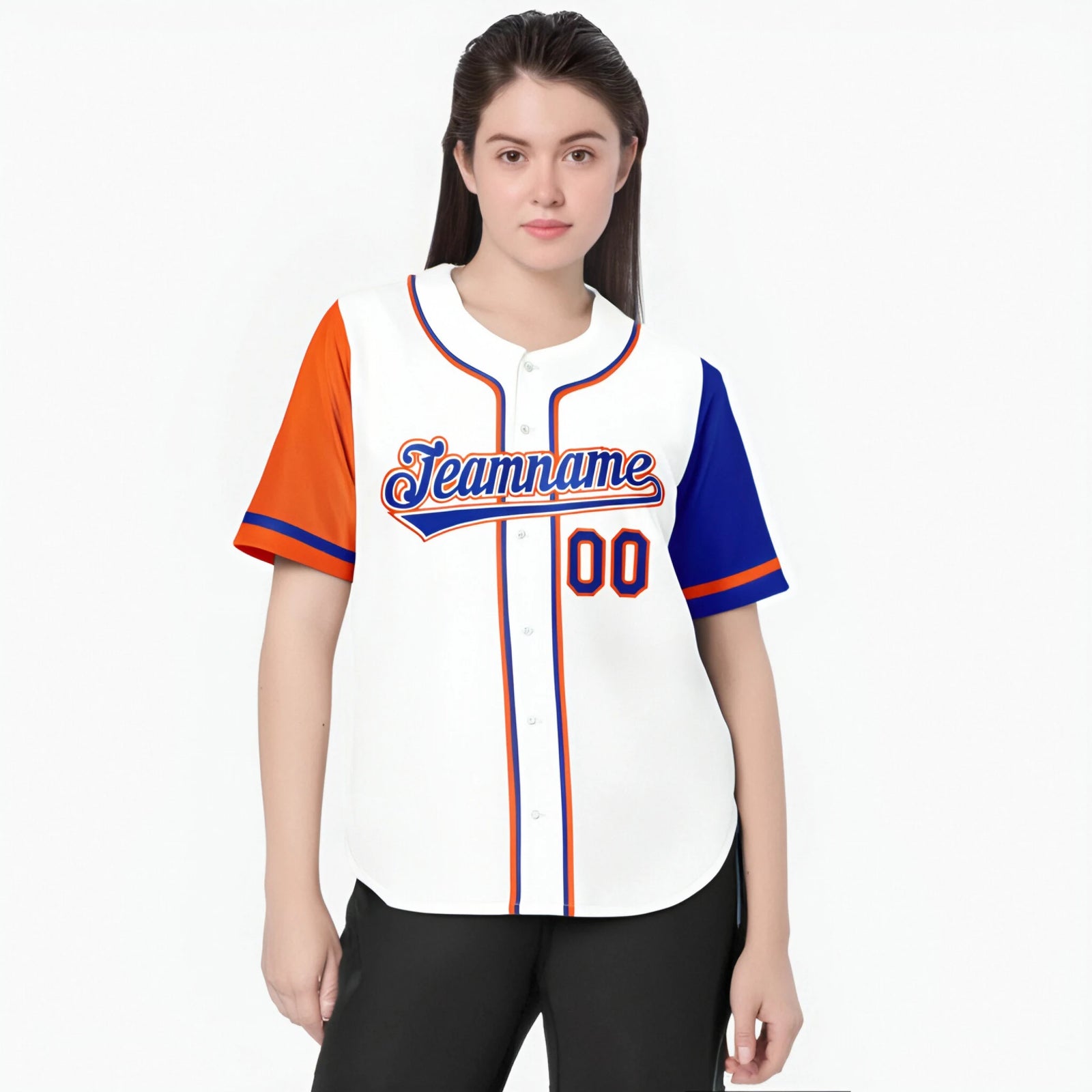 Custom White Orange Royal Blue Authentic Baseball Jersey
