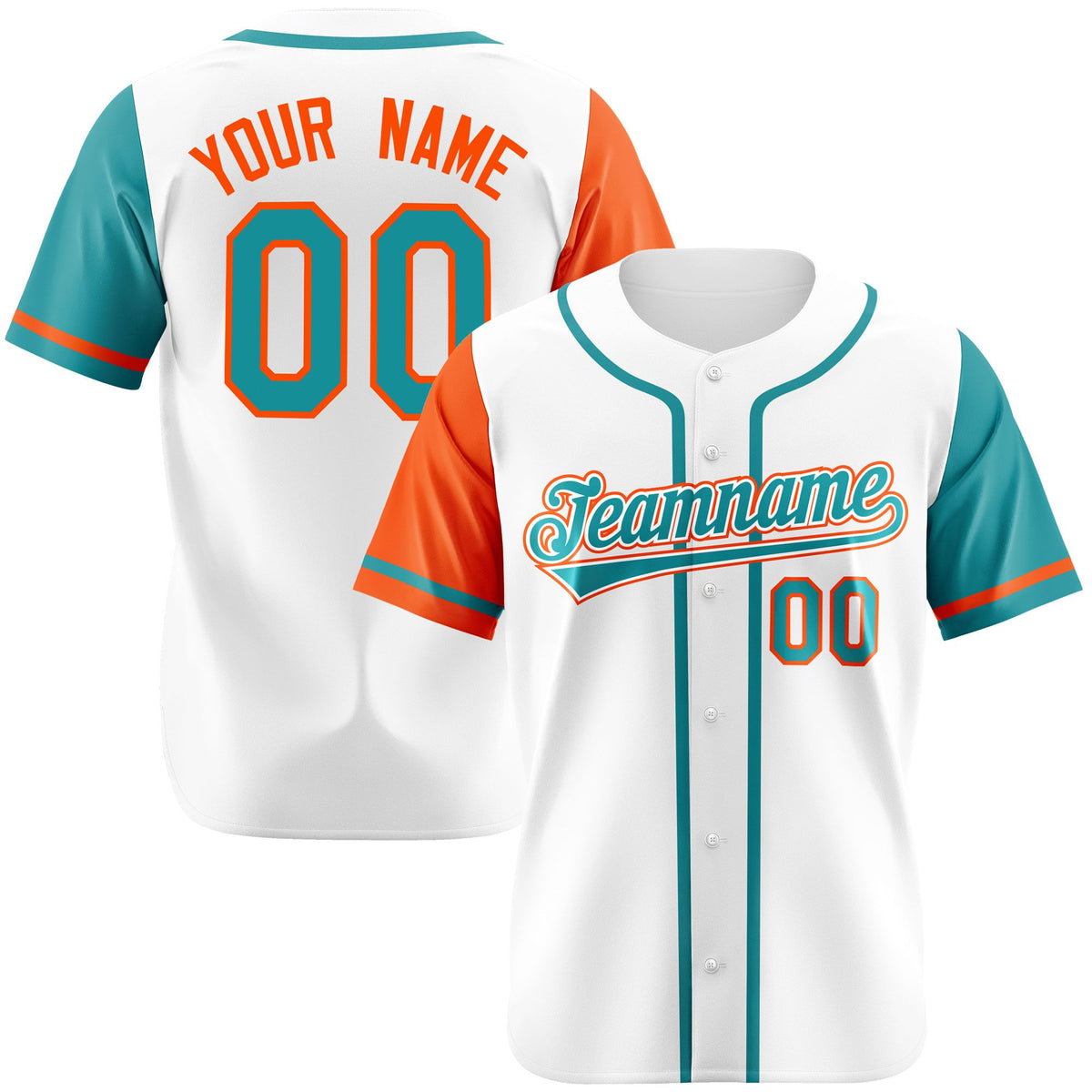 Custom White Orange Aqua Authentic Baseball Jersey