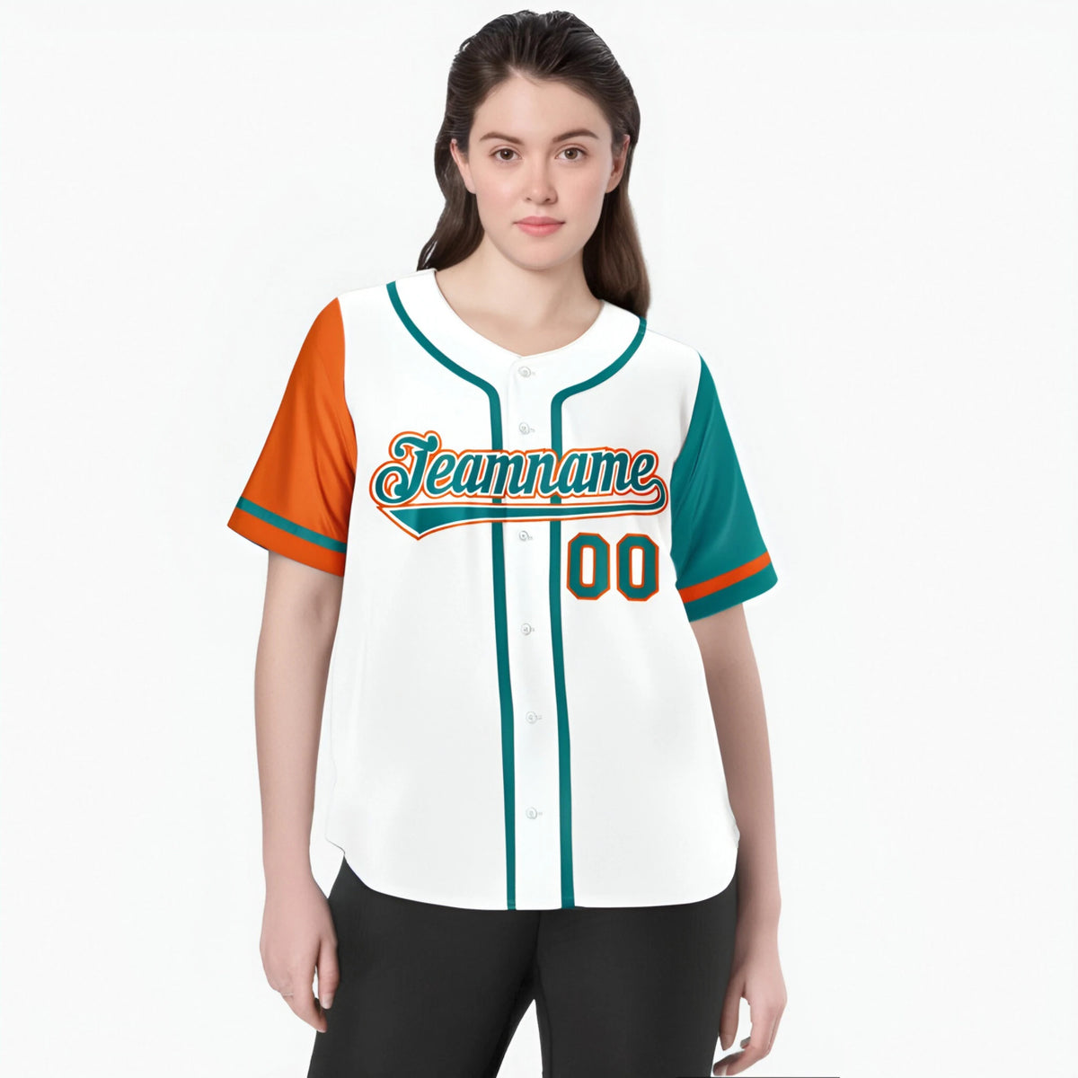 Custom White Orange Aqua Authentic Baseball Jersey