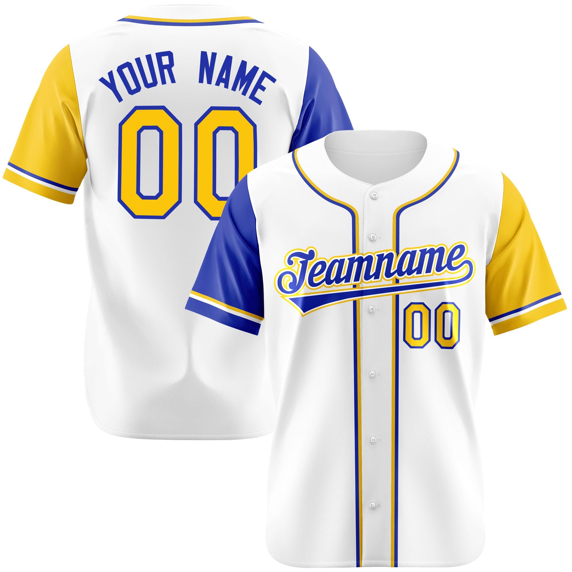 Custom White Gold Royal Blue Authentic Baseball Jersey