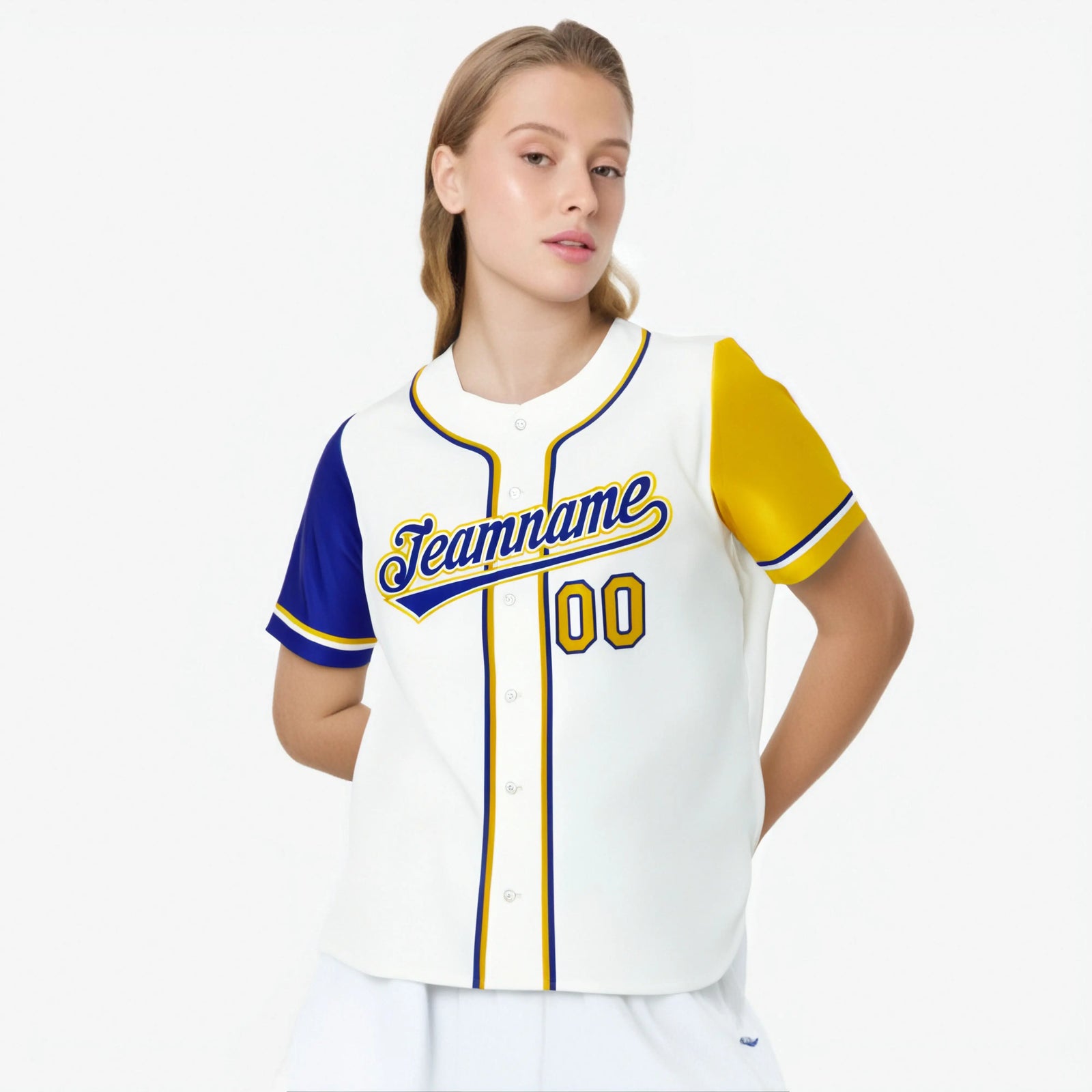 Custom White Gold Royal Blue Authentic Baseball Jersey