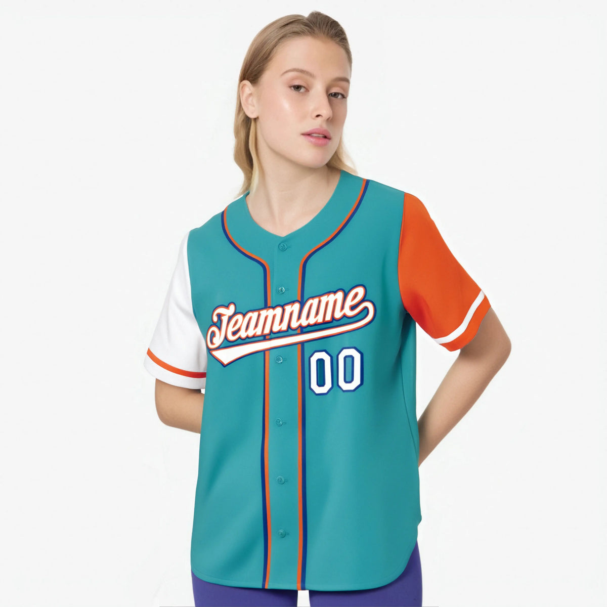 Custom Aqua White Orange Authentic Baseball Jersey