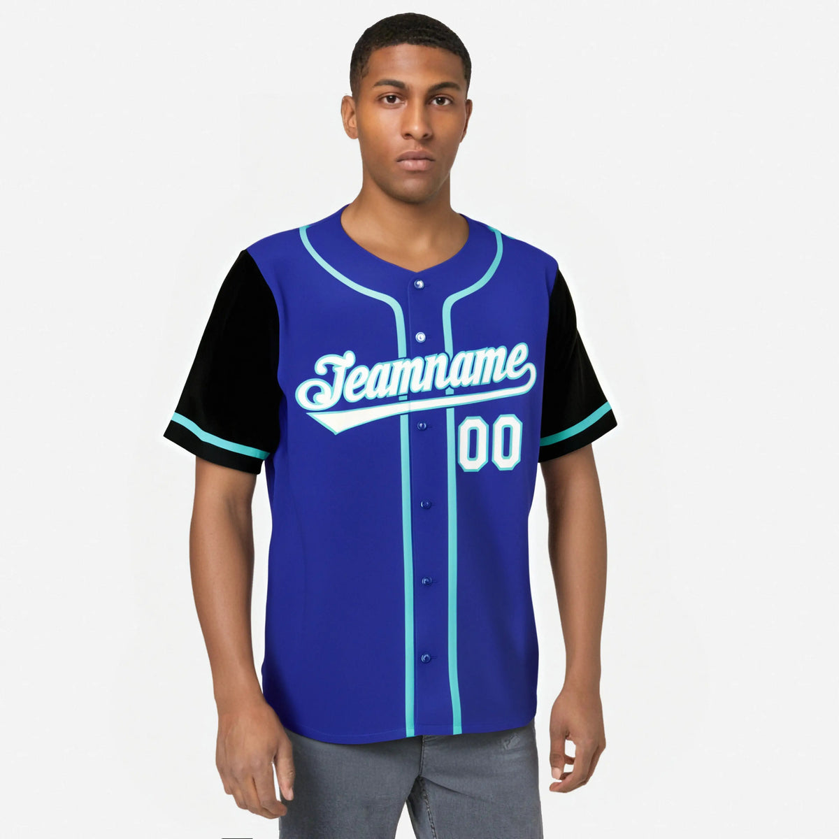 Custom Royal Blue Black Authentic Baseball Jersey