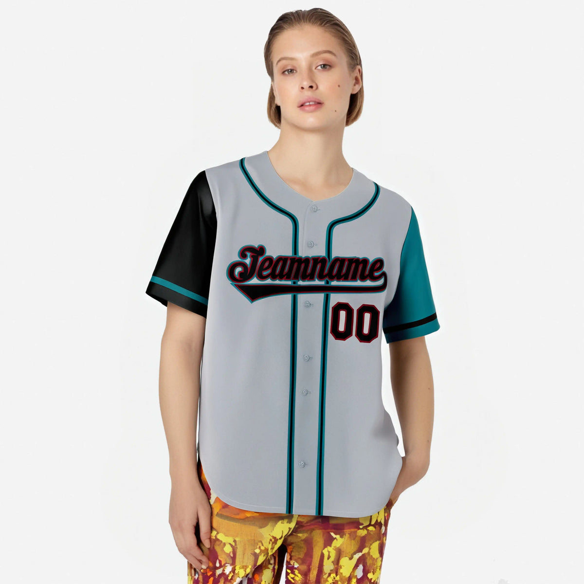 Custom Gray Black Aqua Authentic Baseball Jersey