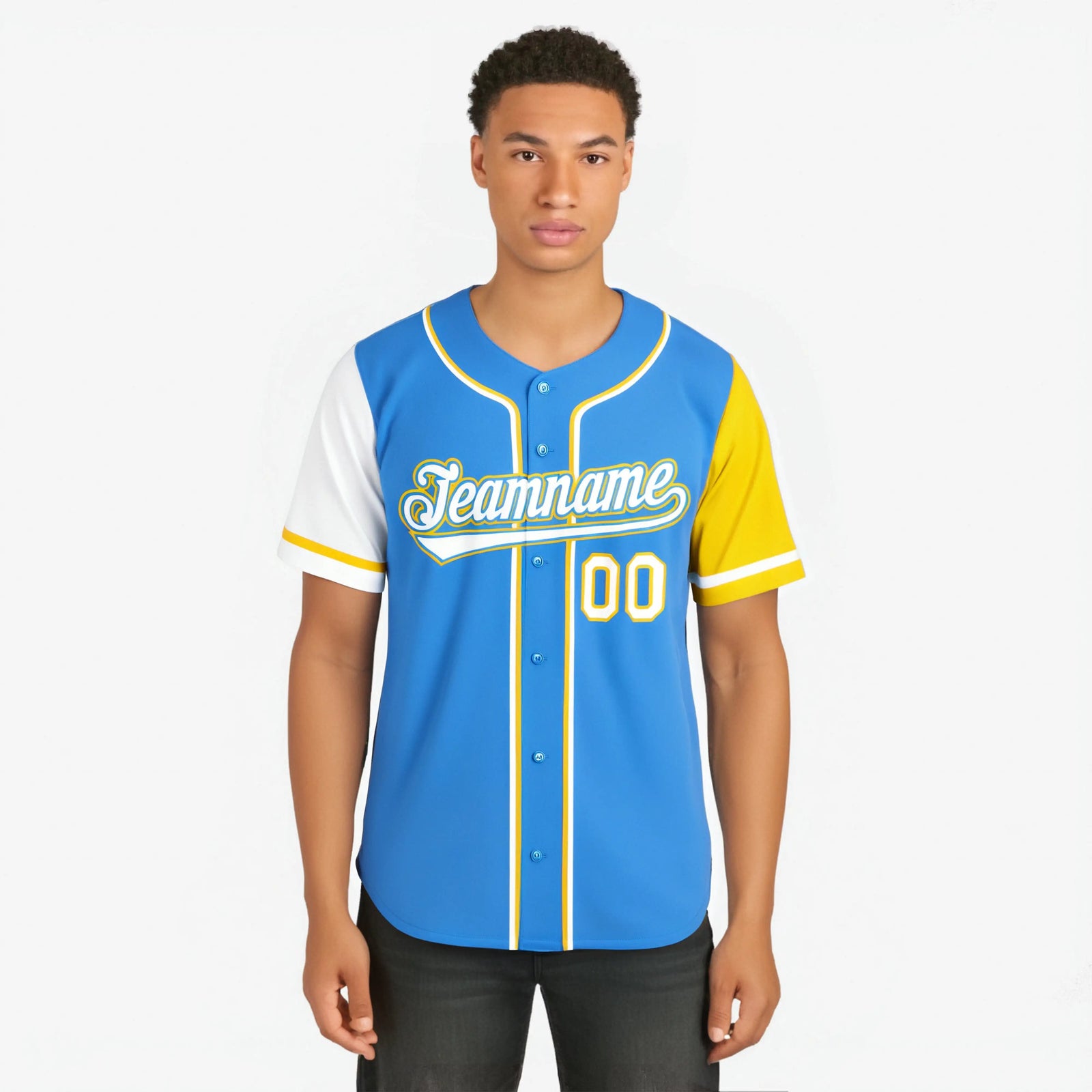 Custom Powder Blue White Gold Authentic Baseball Jersey