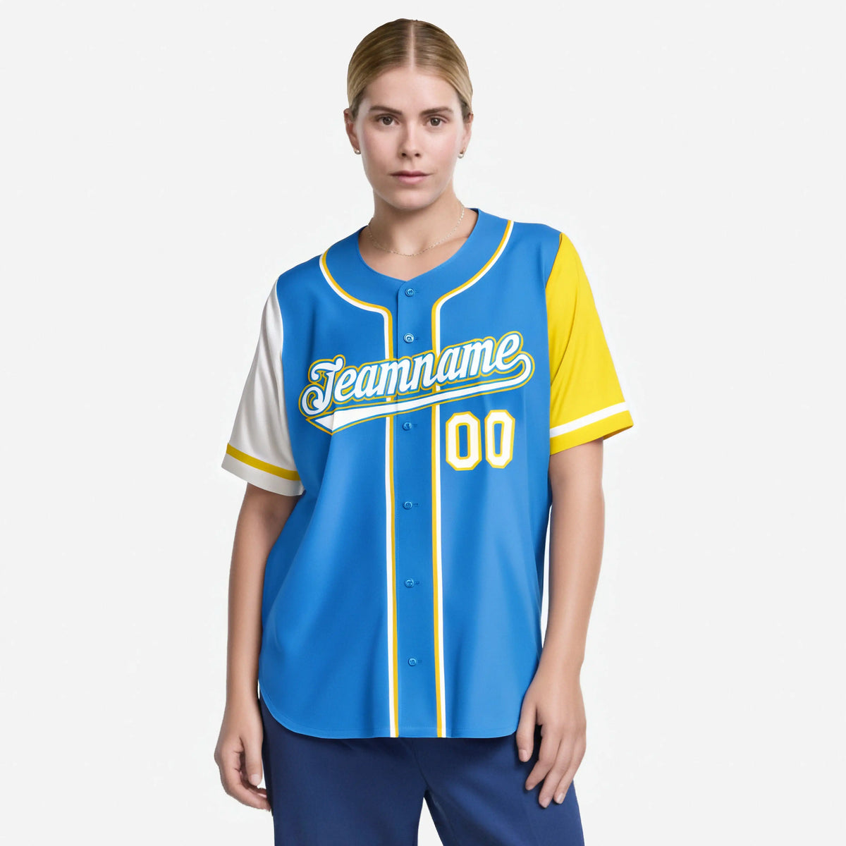 Custom Powder Blue White Gold Authentic Baseball Jersey