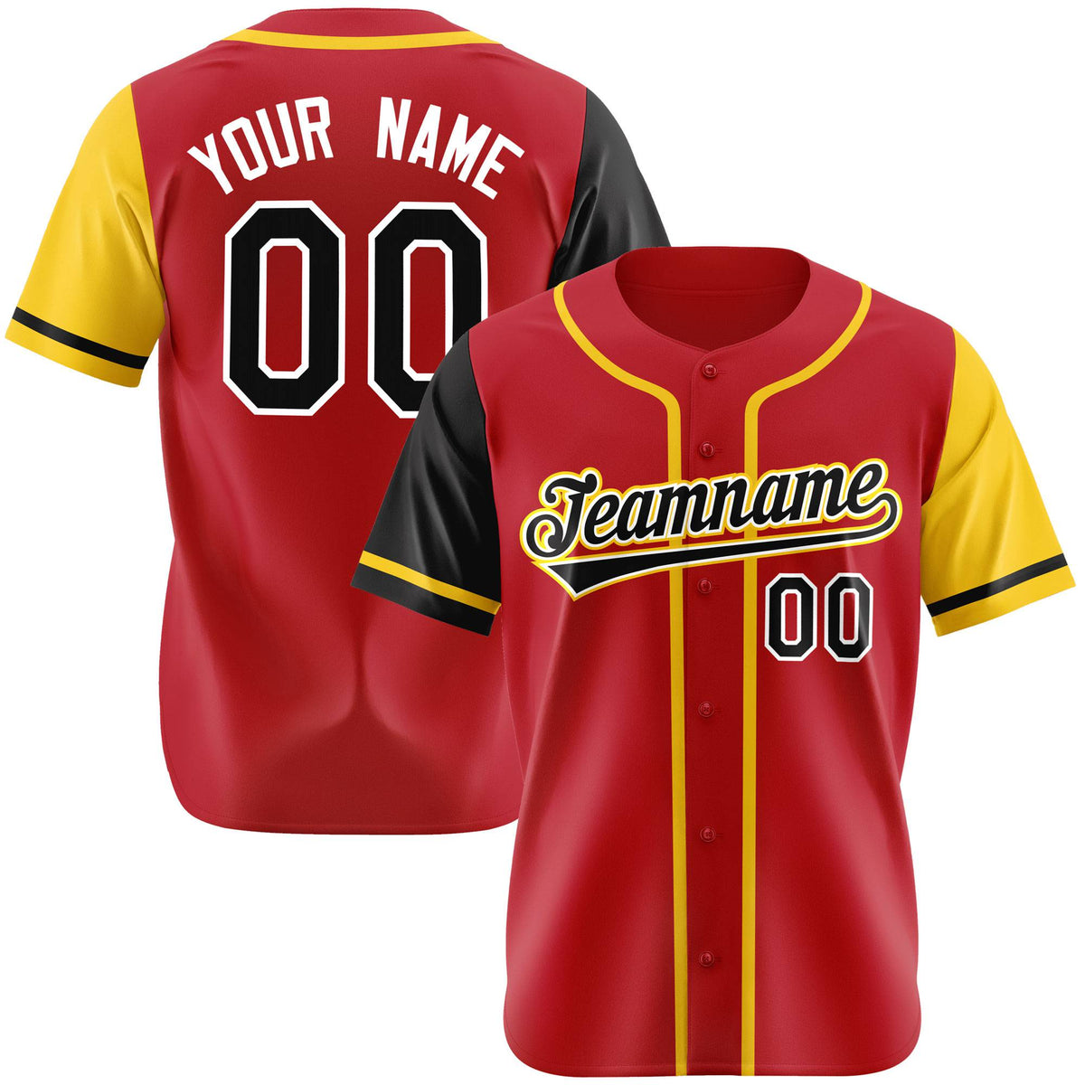 Custom Red Gold Black Yellow Authentic Baseball Jersey