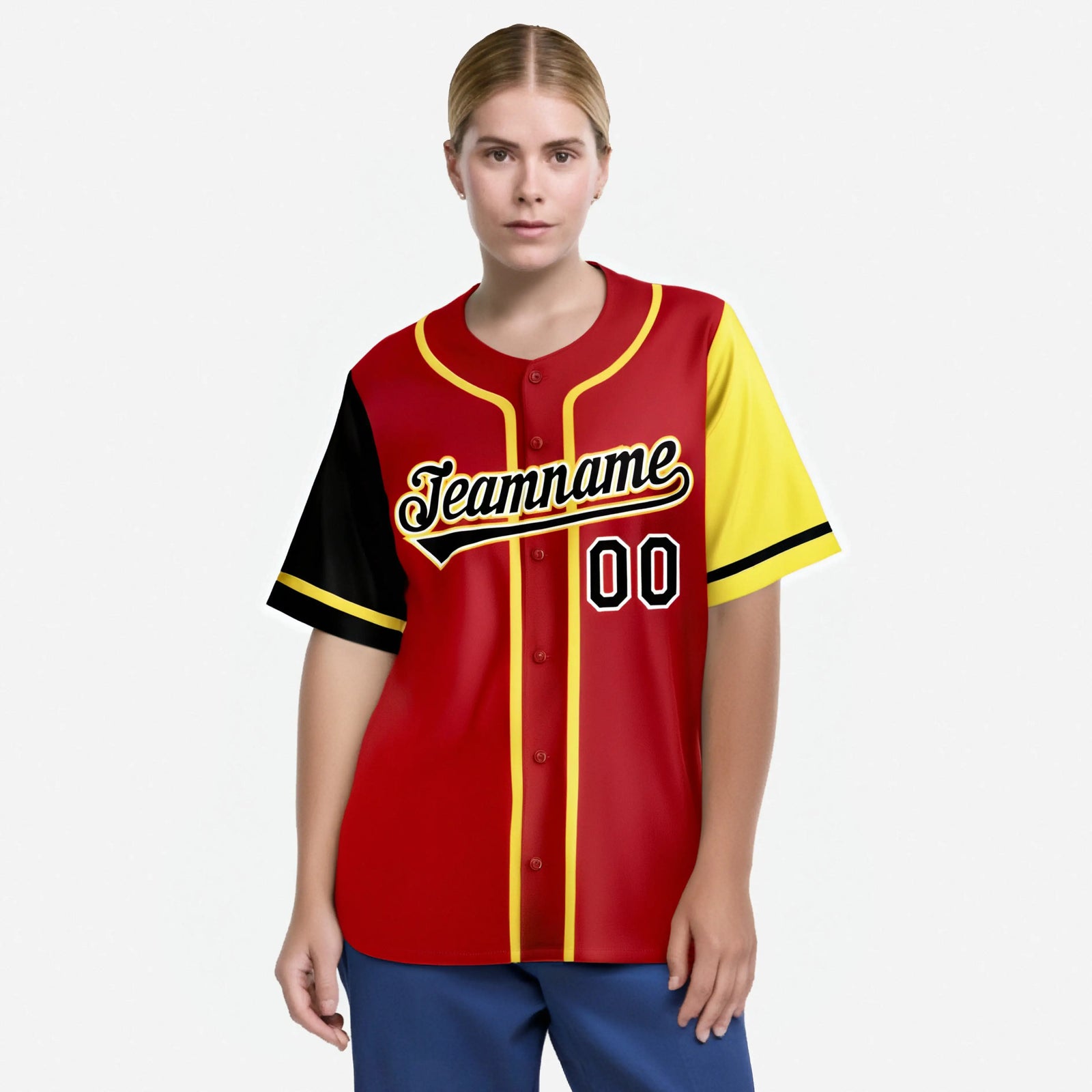 Custom Red Gold Black Yellow Authentic Baseball Jersey