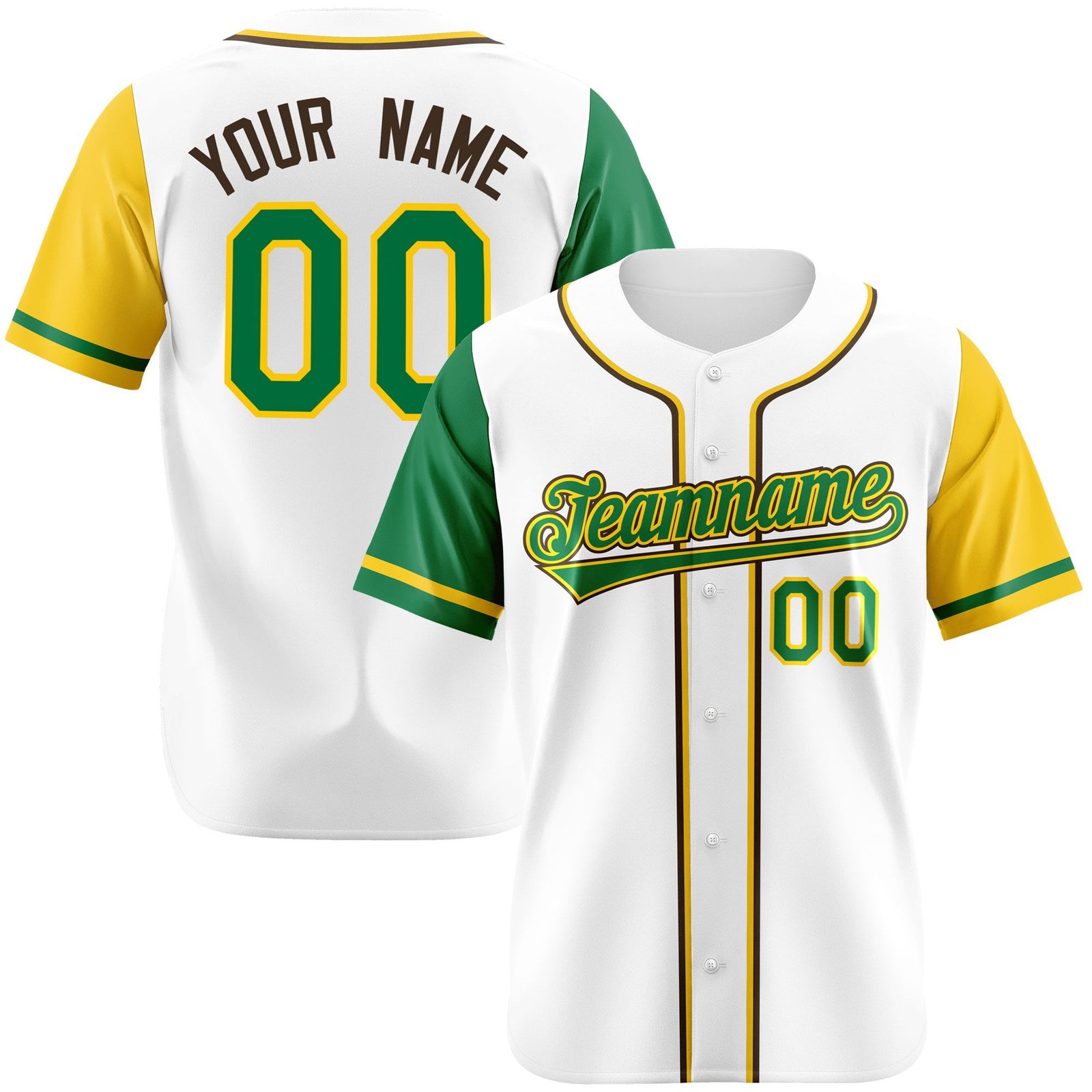 Custom White Kelly Green Yellow Authentic Baseball Jersey