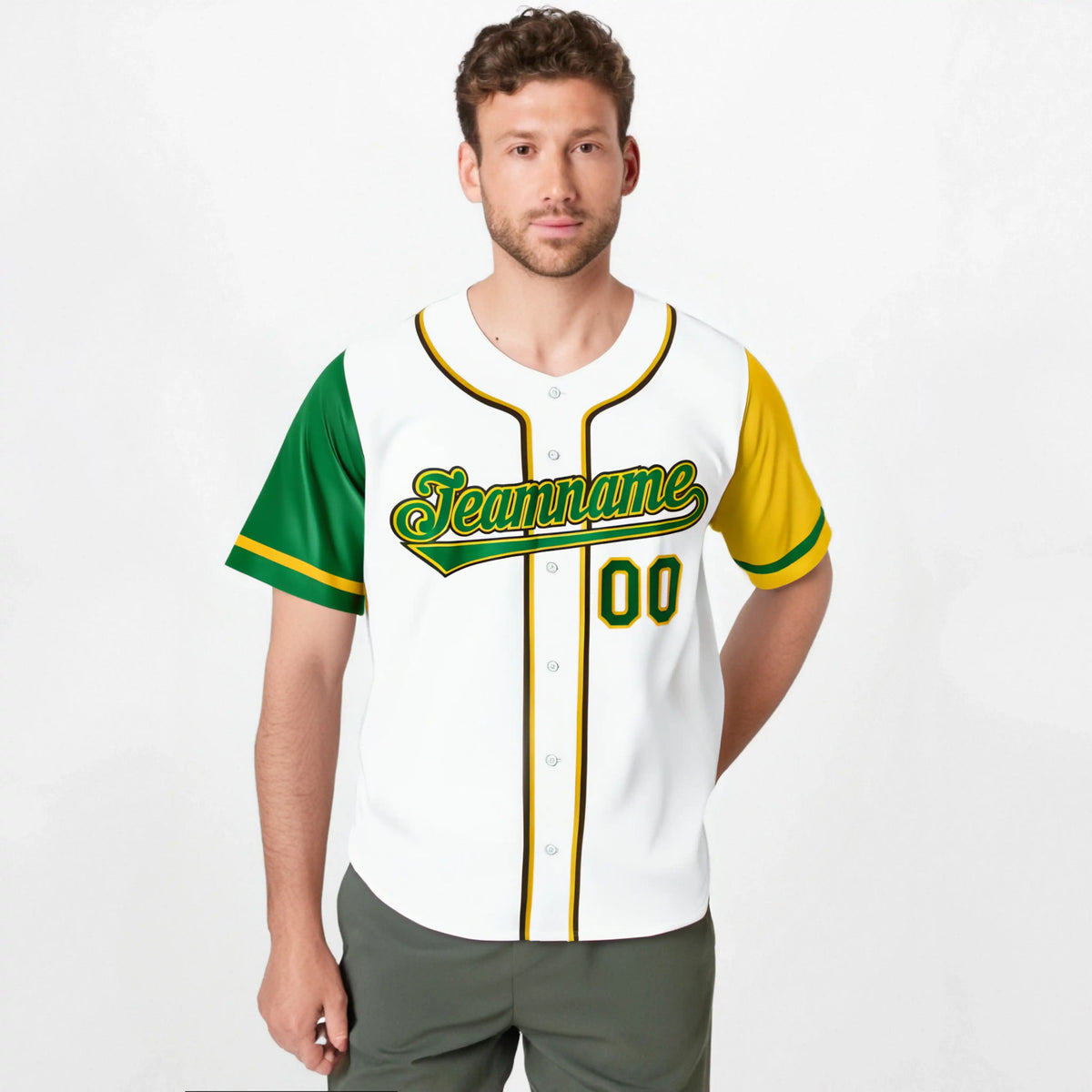 Custom White Kelly Green Yellow Authentic Baseball Jersey