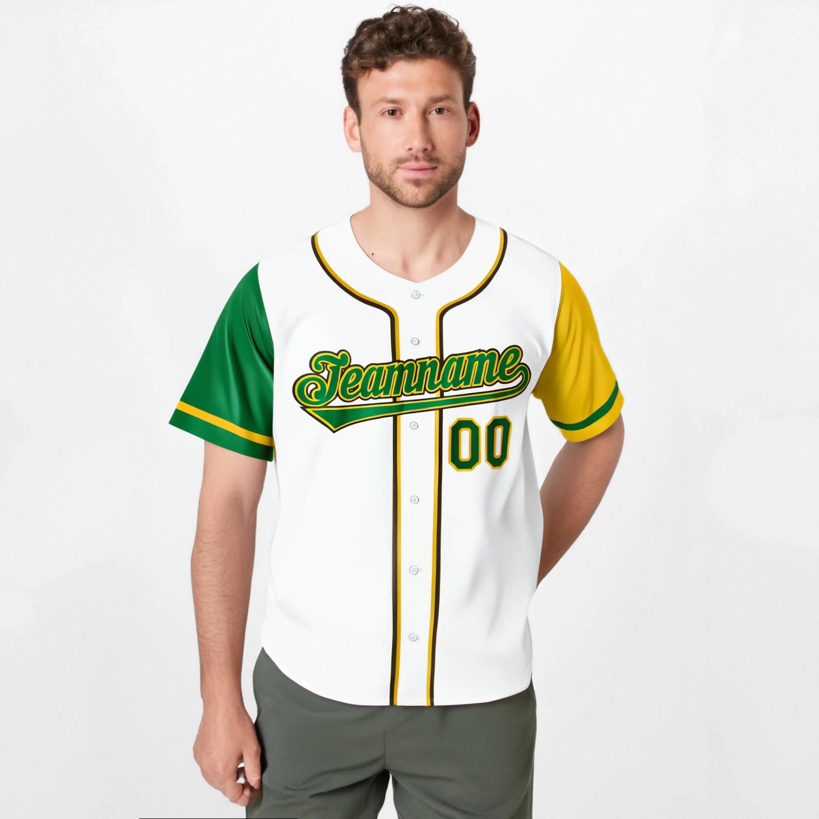 Custom White Kelly Green Yellow Authentic Baseball Jersey